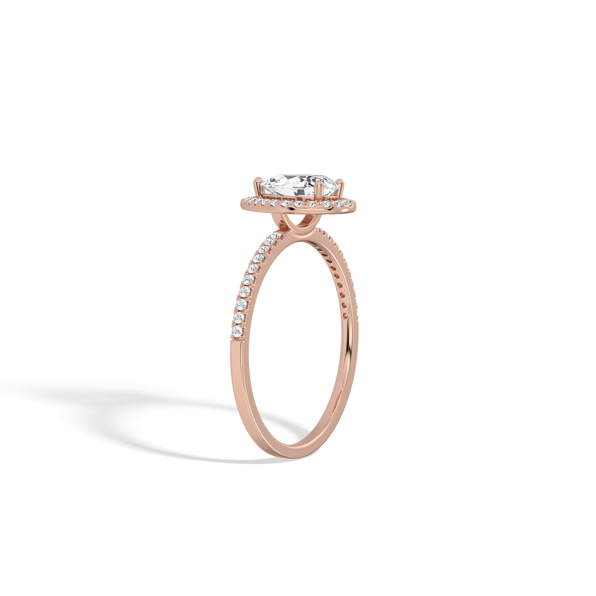 0.5CT Lab Grown Diamond Pear Cut Halo Engagement Ring In 14K Solid Gold/Platinum - Rings