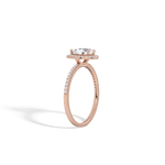0.5CT Lab Grown Diamond Pear Cut Halo Engagement Ring In 14K Solid Gold/Platinum - Rings