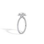 0.5CT Lab Grown Diamond Pear Cut Halo Engagement Ring In 14K Solid Gold/Platinum - Rings