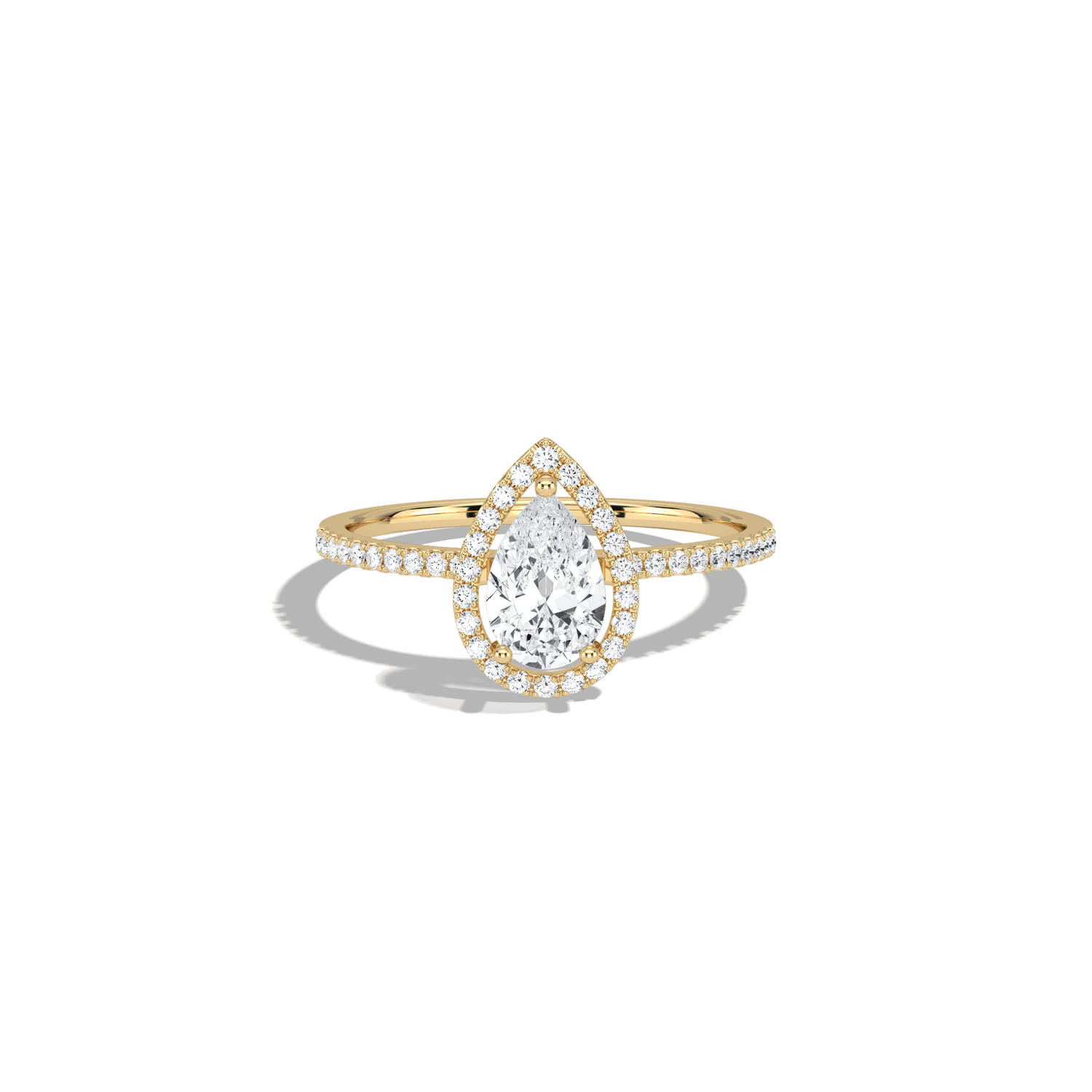 0.5CT Lab Grown Diamond Pear Cut Halo Engagement Ring In 14K Solid Gold/Platinum - Rings