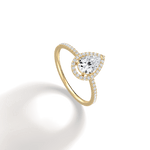 0.5CT Lab Grown Diamond Pear Cut Halo Engagement Ring In 14K Solid Gold/Platinum - Rings