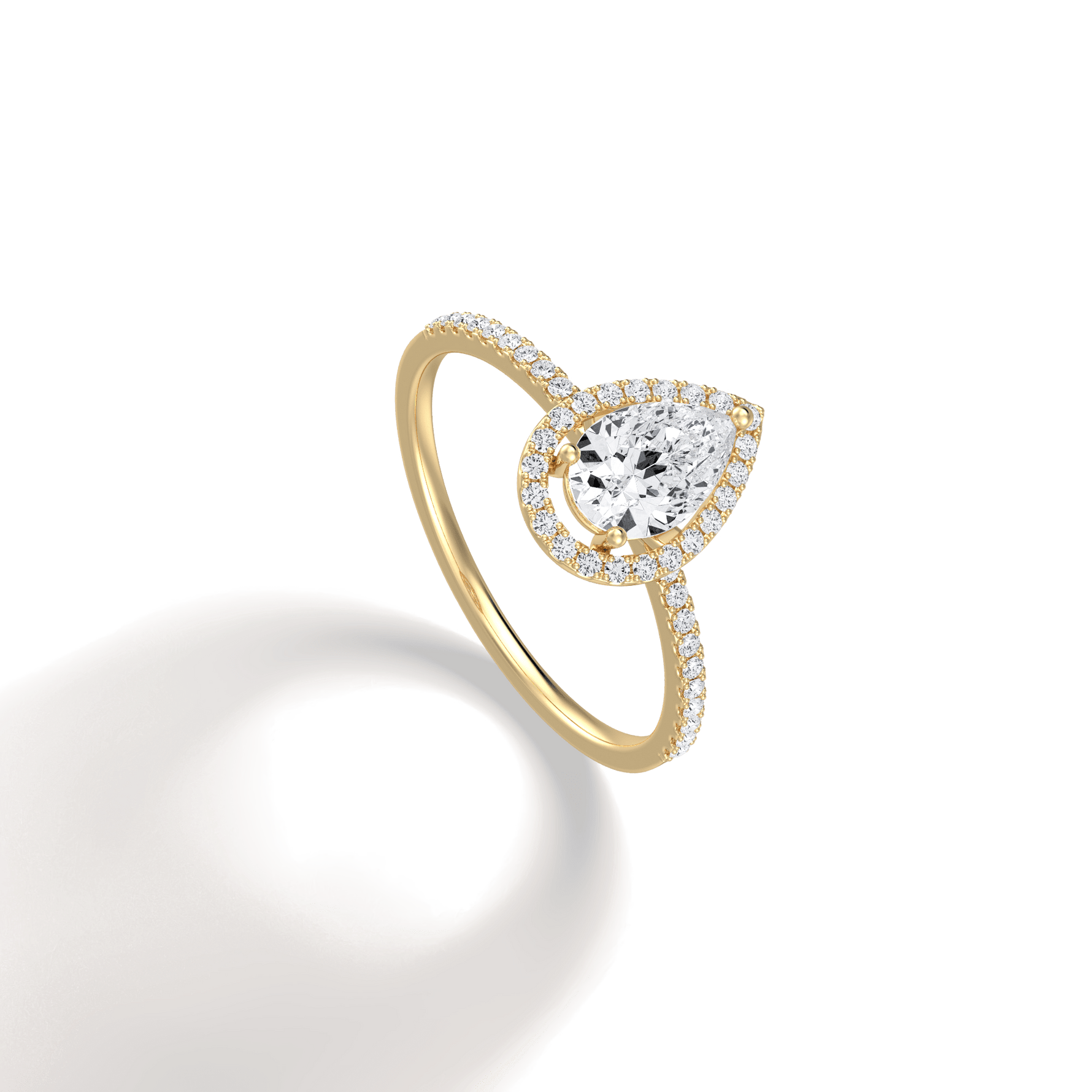 0.5CT Lab Grown Diamond Pear Cut Halo Engagement Ring In 14K Solid Gold/Platinum - Rings
