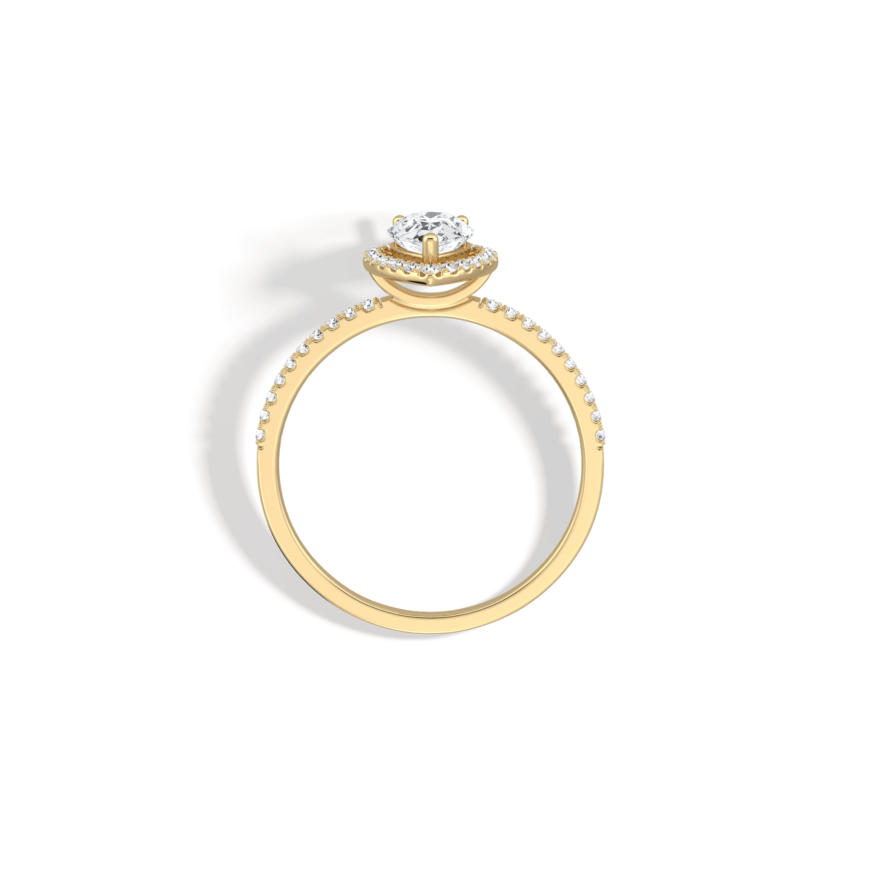 0.5CT Lab Grown Diamond Pear Cut Halo Engagement Ring In 14K Solid Gold/Platinum - Rings