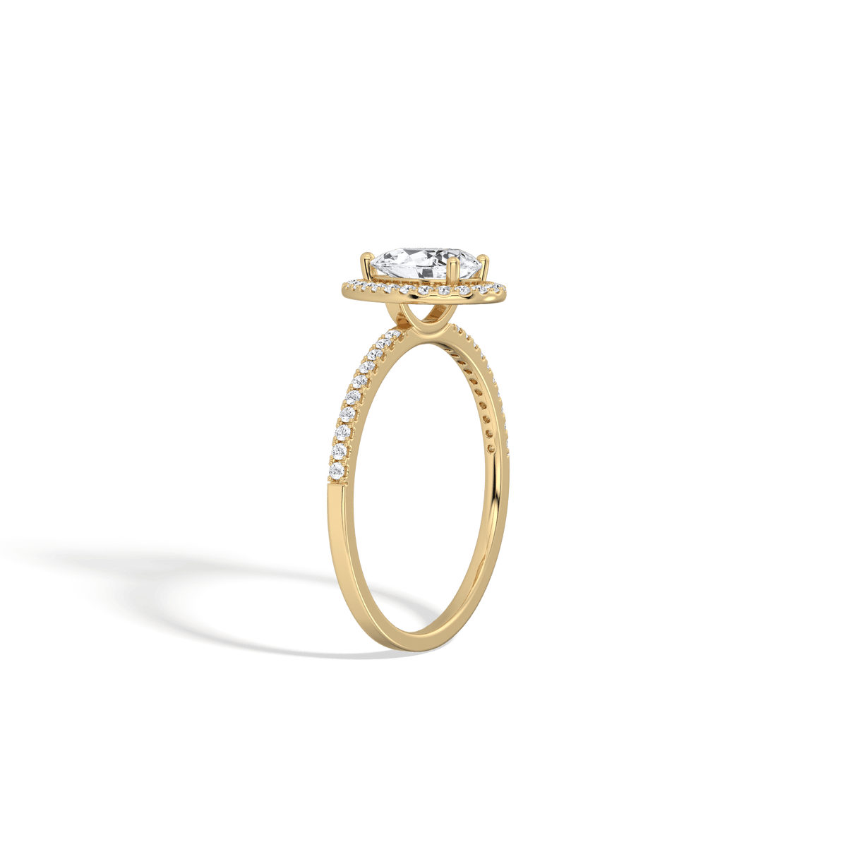 0.5CT Lab Grown Diamond Pear Cut Halo Engagement Ring In 14K Solid Gold/Platinum - Rings