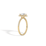 0.5CT Lab Grown Diamond Pear Cut Halo Engagement Ring In 14K Solid Gold/Platinum - Rings