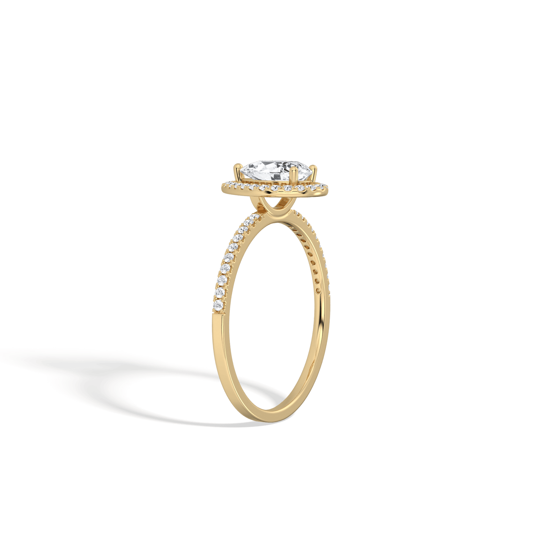 0.5CT Lab Grown Diamond Pear Cut Halo Engagement Ring In 14K Solid Gold/Platinum - Rings