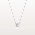 0.5CT Round Lab Grown Diamond Halo Necklace In 14K Solid Gold/Platinum - Necklaces