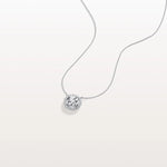 0.5CT Round Lab Grown Diamond Halo Necklace In 14K Solid Gold/Platinum - Necklaces