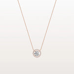 0.5CT Round Lab Grown Diamond Halo Necklace In 14K Solid Gold/Platinum - Necklaces