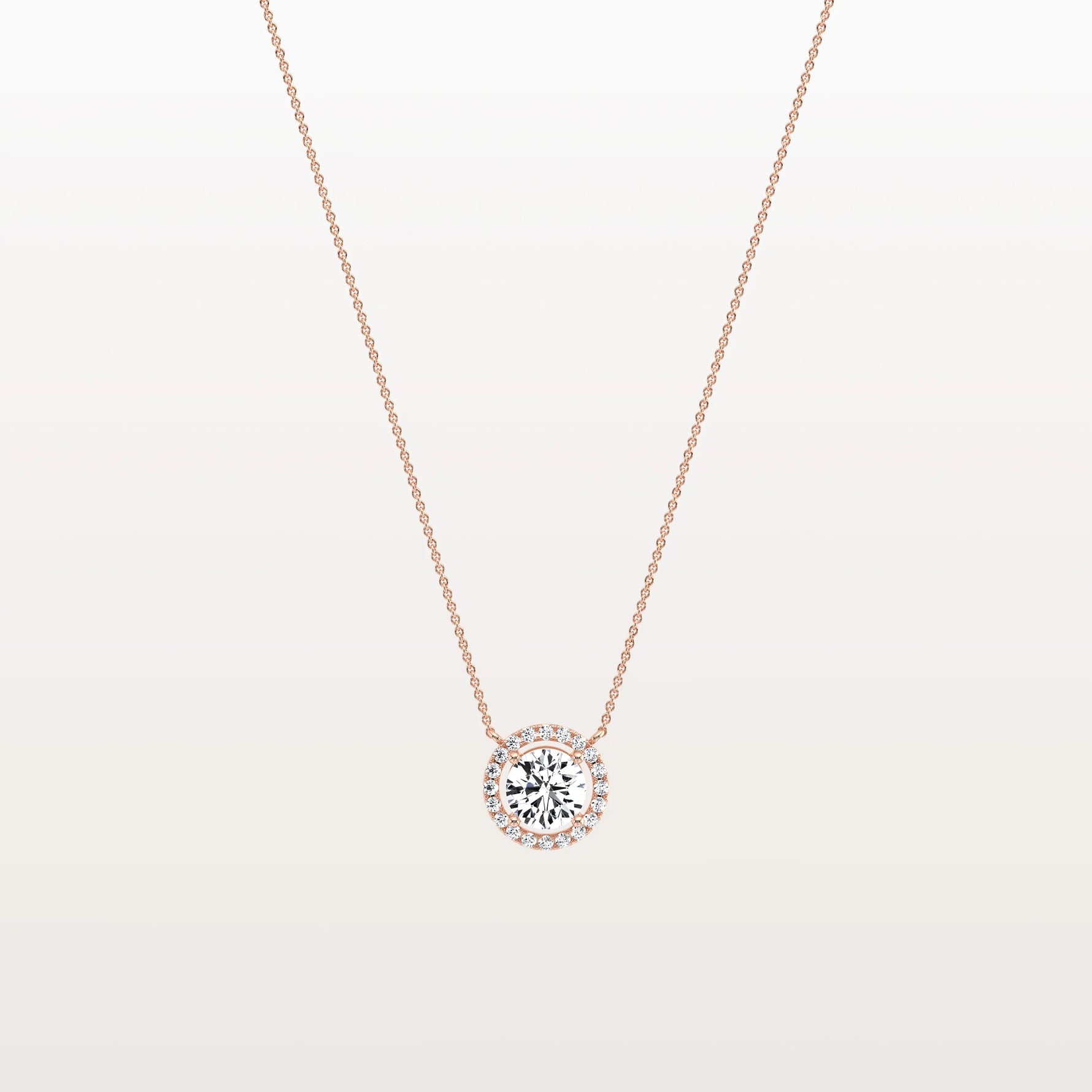 0.5CT Round Lab Grown Diamond Halo Necklace In 14K Solid Gold/Platinum - Necklaces