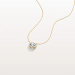0.5CT Round Lab Grown Diamond Halo Necklace In 14K Solid Gold/Platinum - Necklaces