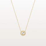0.5CT Round Lab Grown Diamond Halo Necklace In 14K Solid Gold/Platinum - Necklaces