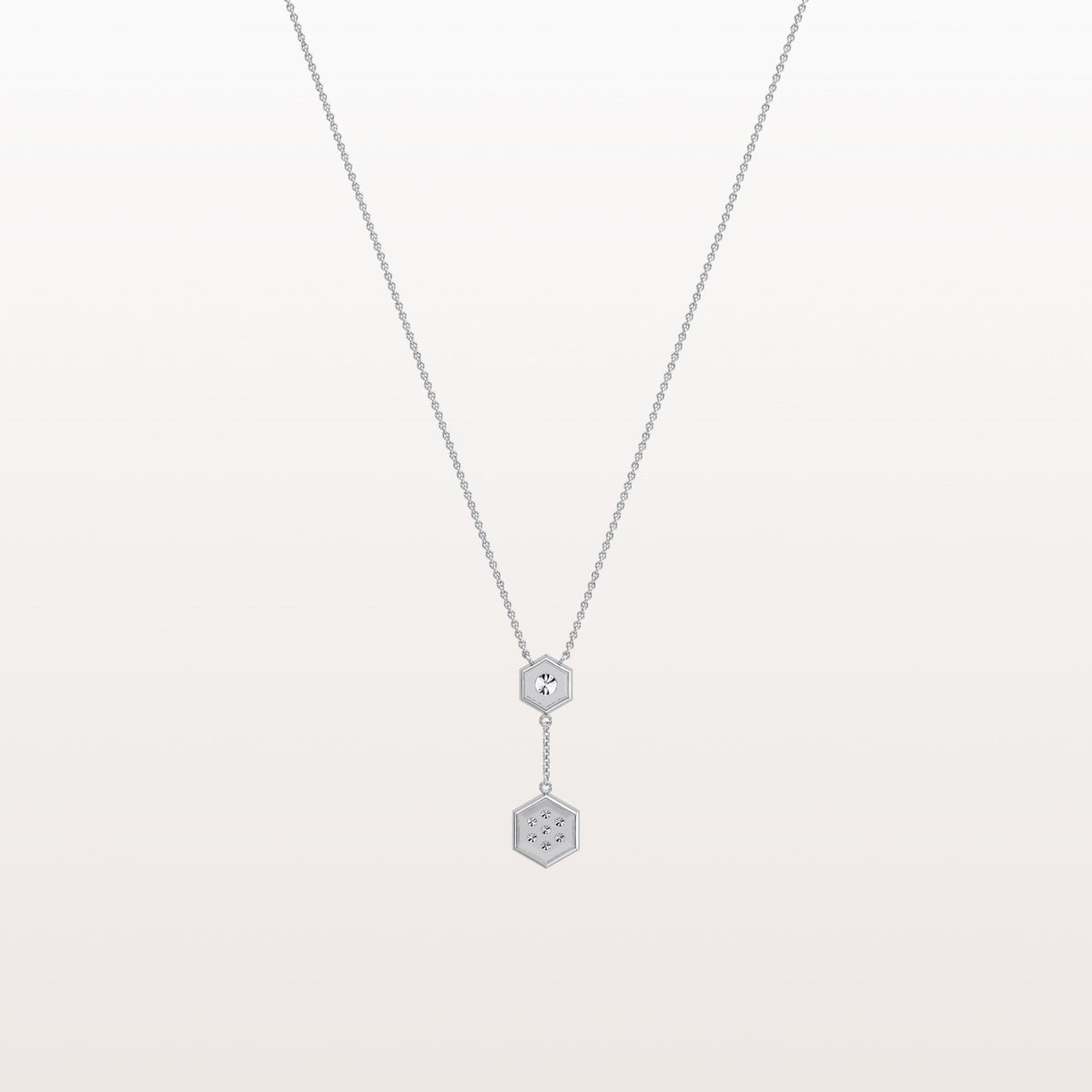 Lab Grown Diamond Double Hexagon Necklace in 14K Solid Gold/Platinum - Necklaces