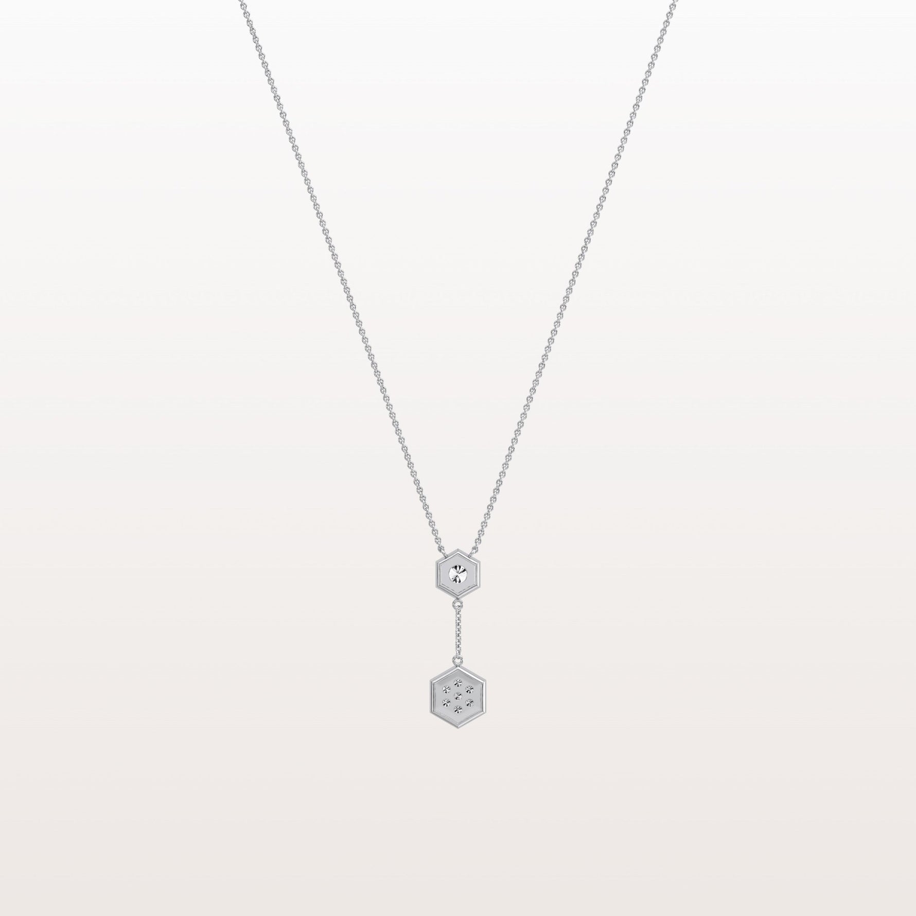 Lab Grown Diamond Double Hexagon Necklace in 14K Solid Gold/Platinum - Necklaces