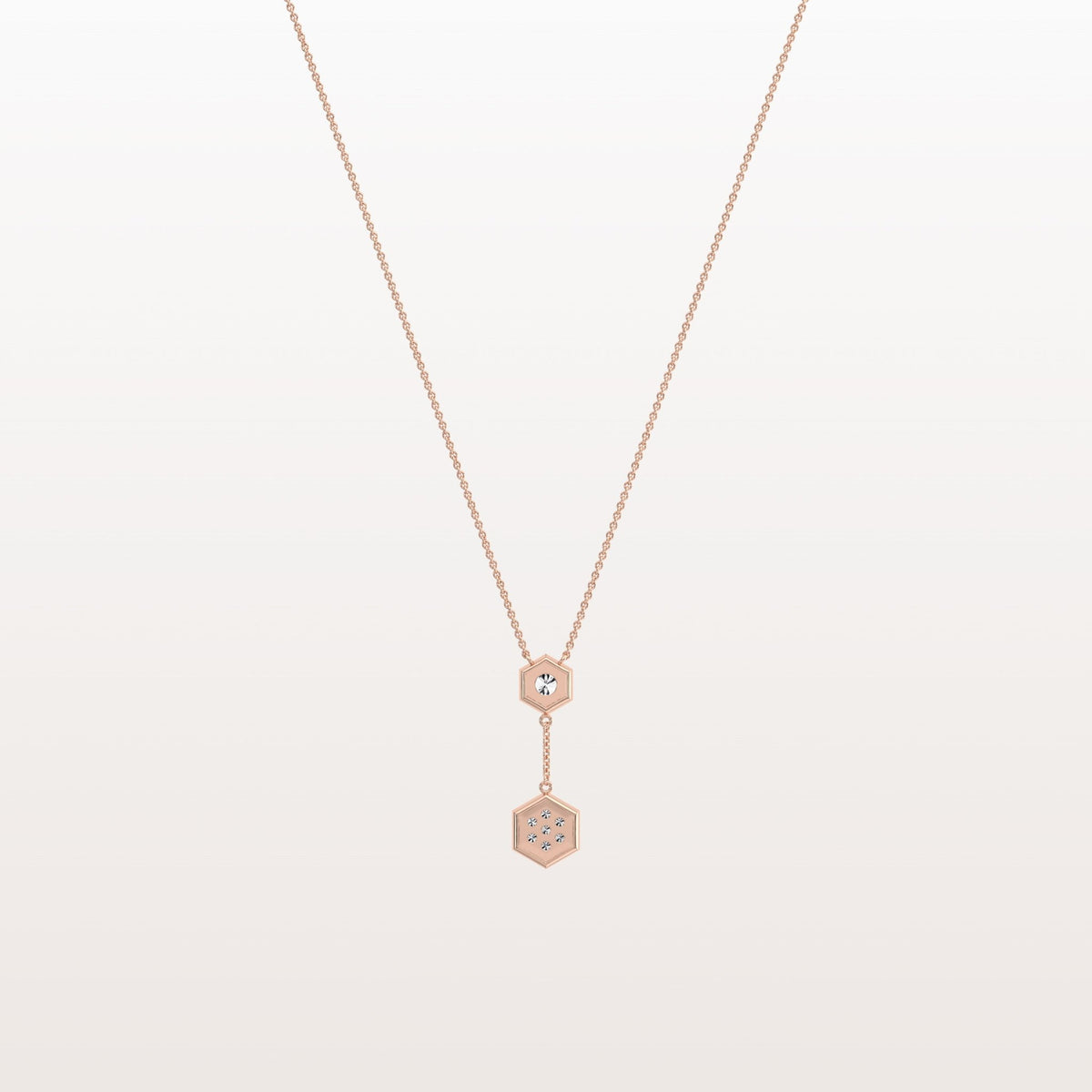 Lab Grown Diamond Double Hexagon Necklace in 14K Solid Gold/Platinum - Necklaces