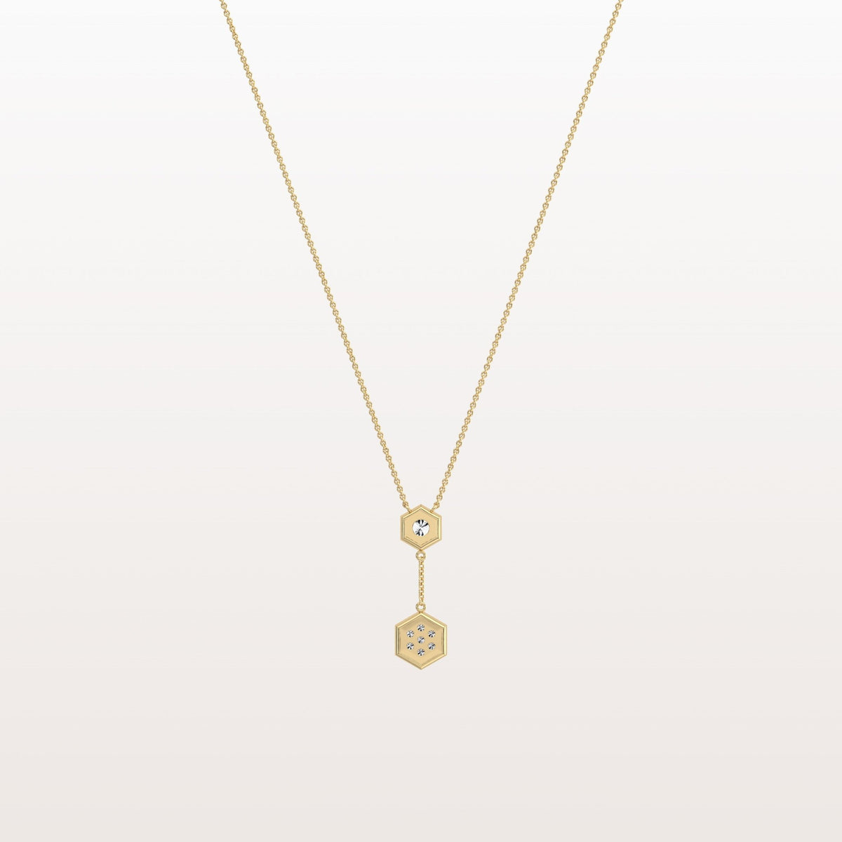 Lab Grown Diamond Double Hexagon Necklace in 14K Solid Gold/Platinum - Necklaces