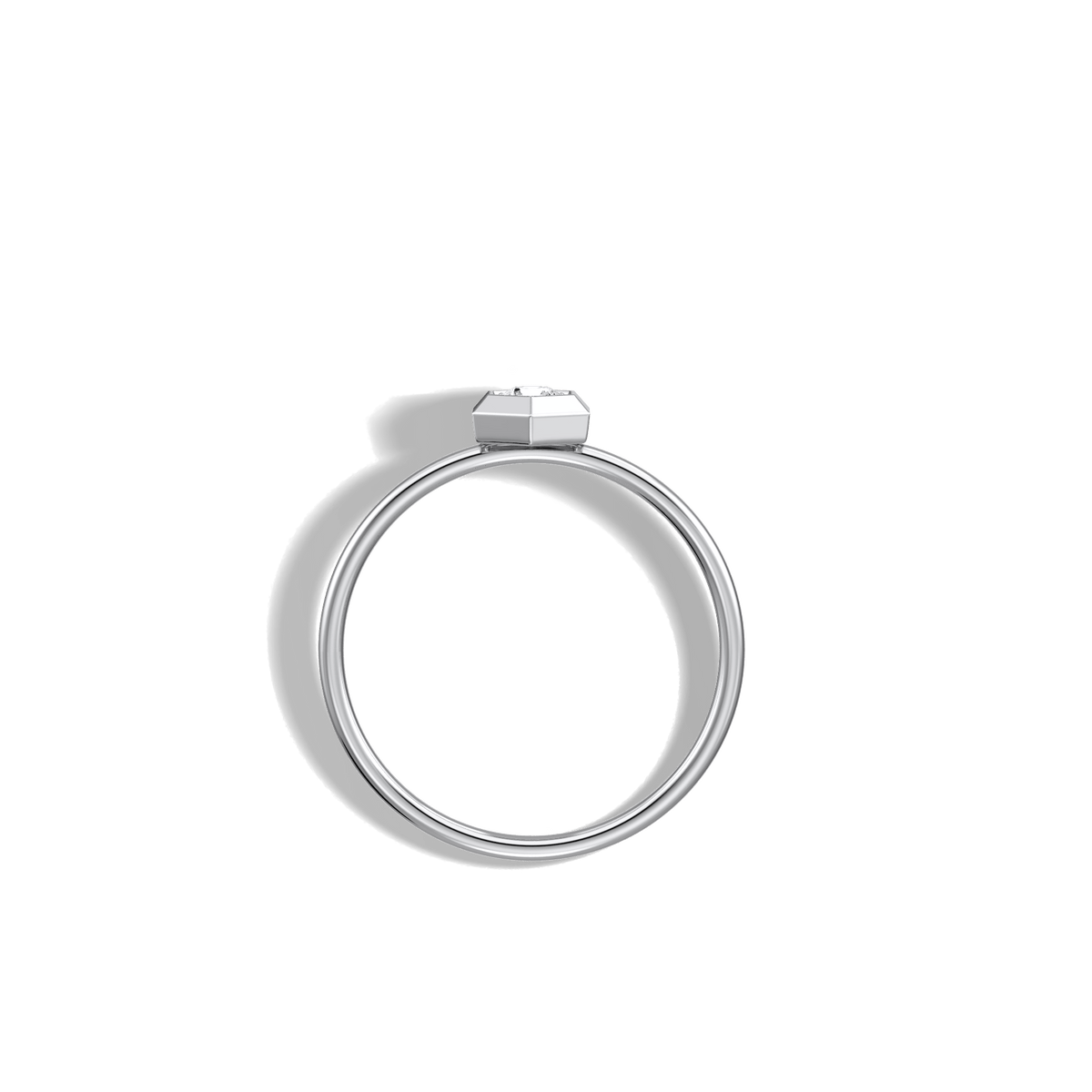 Hexagon Lab Grown Diamond Fashion Ring in 14K Solid Gold/Platinum - Rings