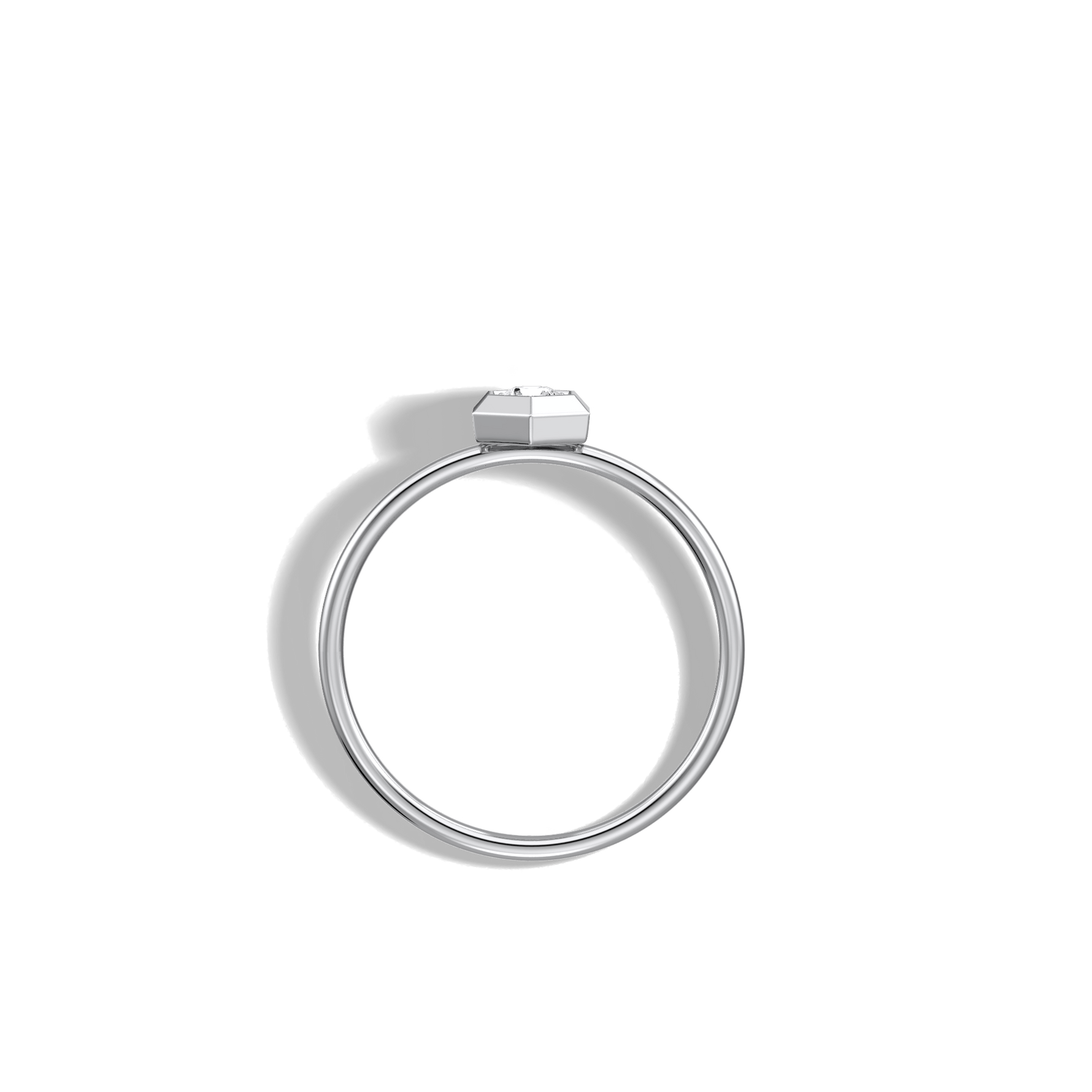 Hexagon Lab Grown Diamond Fashion Ring in 14K Solid Gold/Platinum - Rings