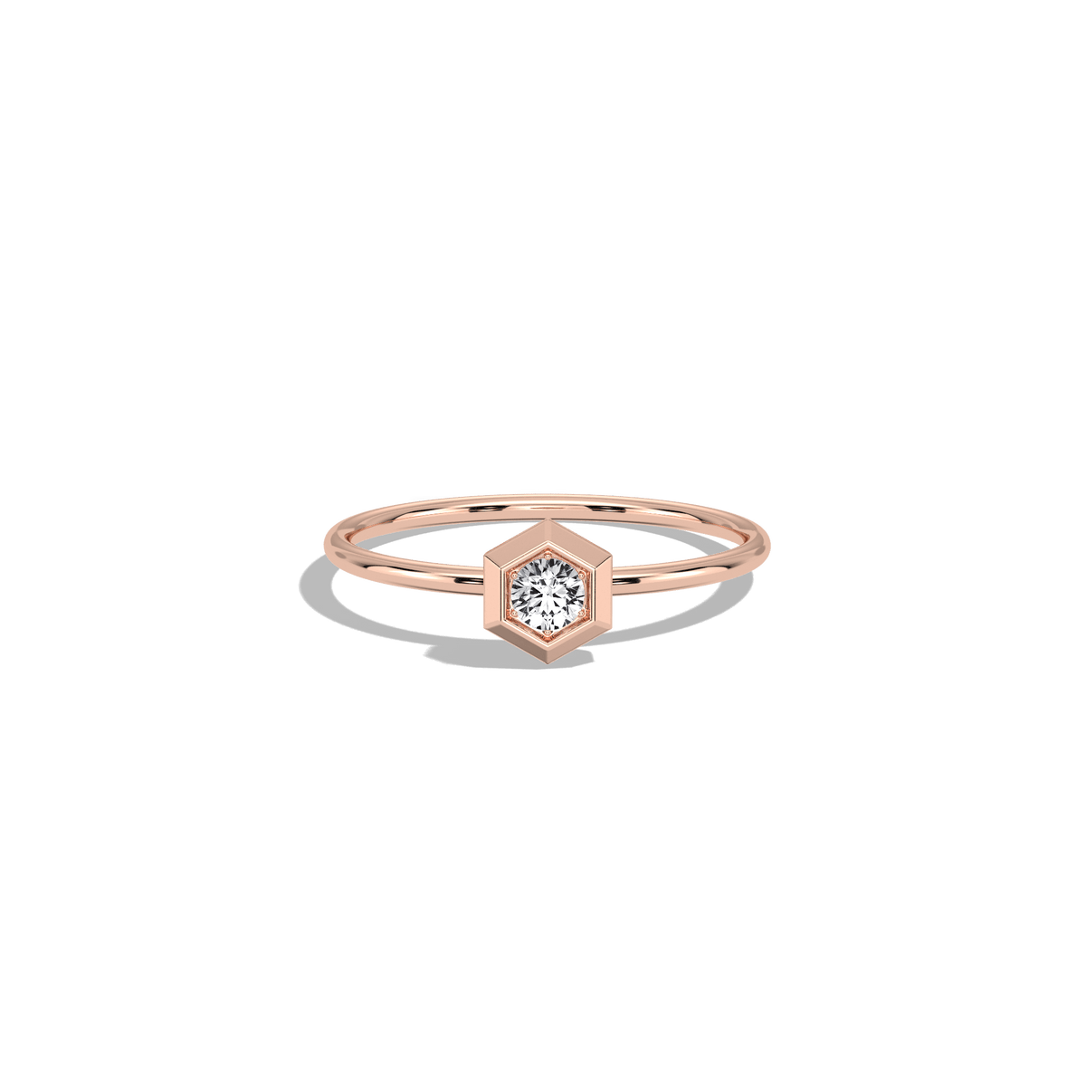 Hexagon Lab Grown Diamond Fashion Ring in 14K Solid Gold/Platinum - Rings