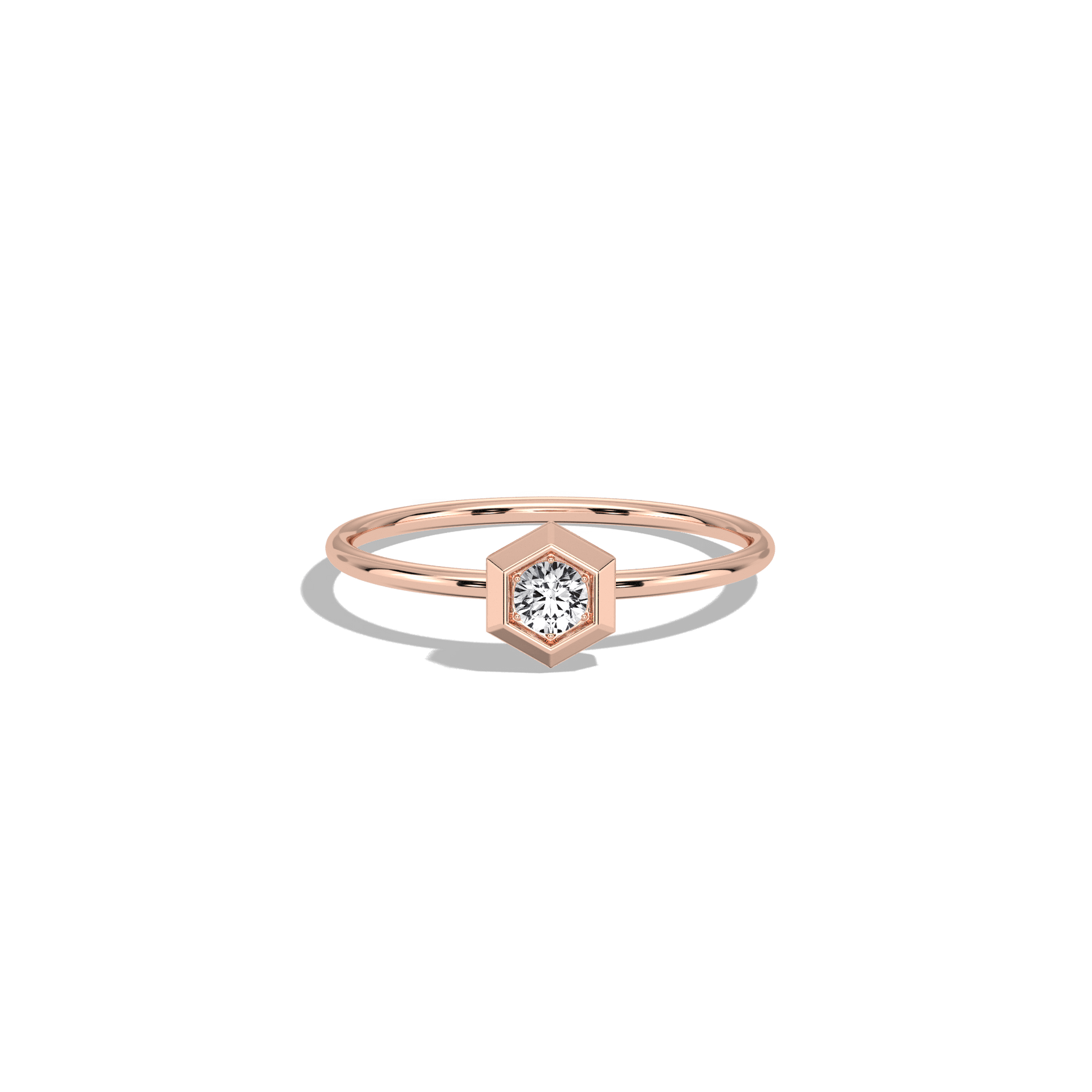 Hexagon Lab Grown Diamond Fashion Ring in 14K Solid Gold/Platinum - Rings