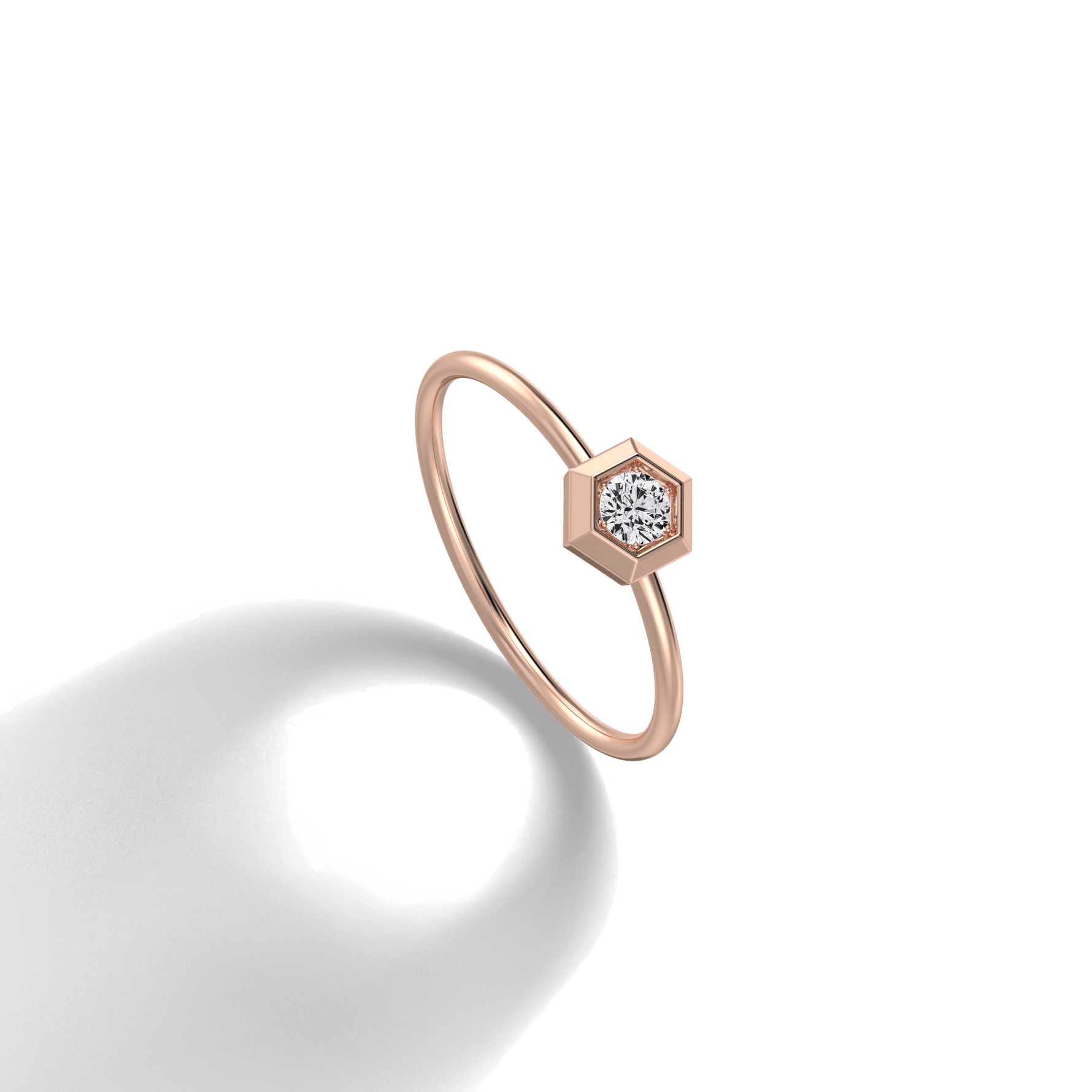 Hexagon Lab Grown Diamond Fashion Ring in 14K Solid Gold/Platinum - Rings