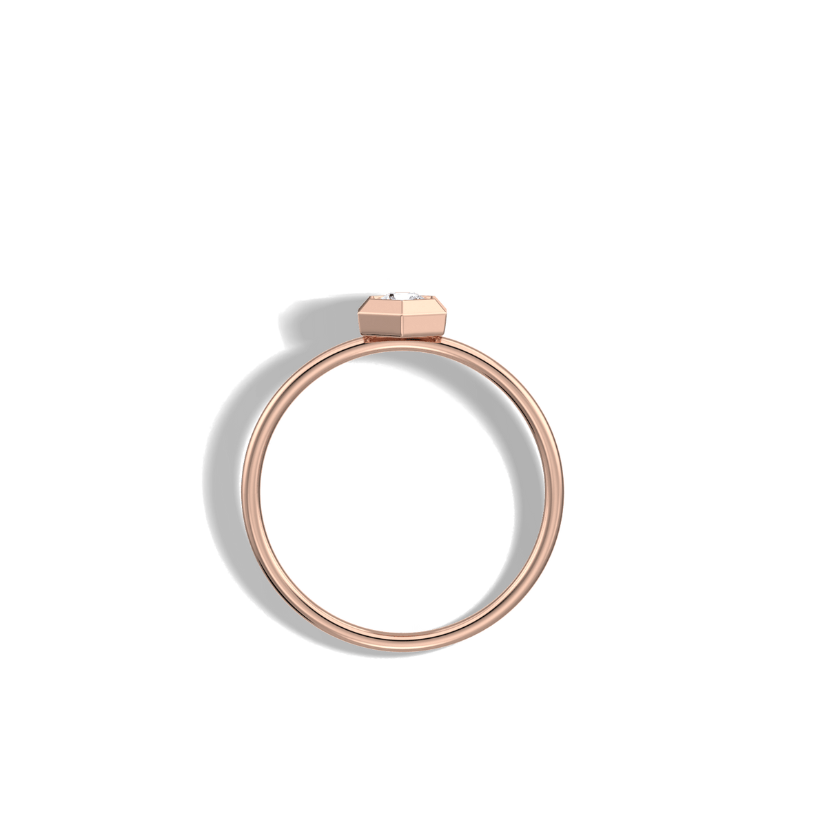 Hexagon Lab Grown Diamond Fashion Ring in 14K Solid Gold/Platinum - Rings