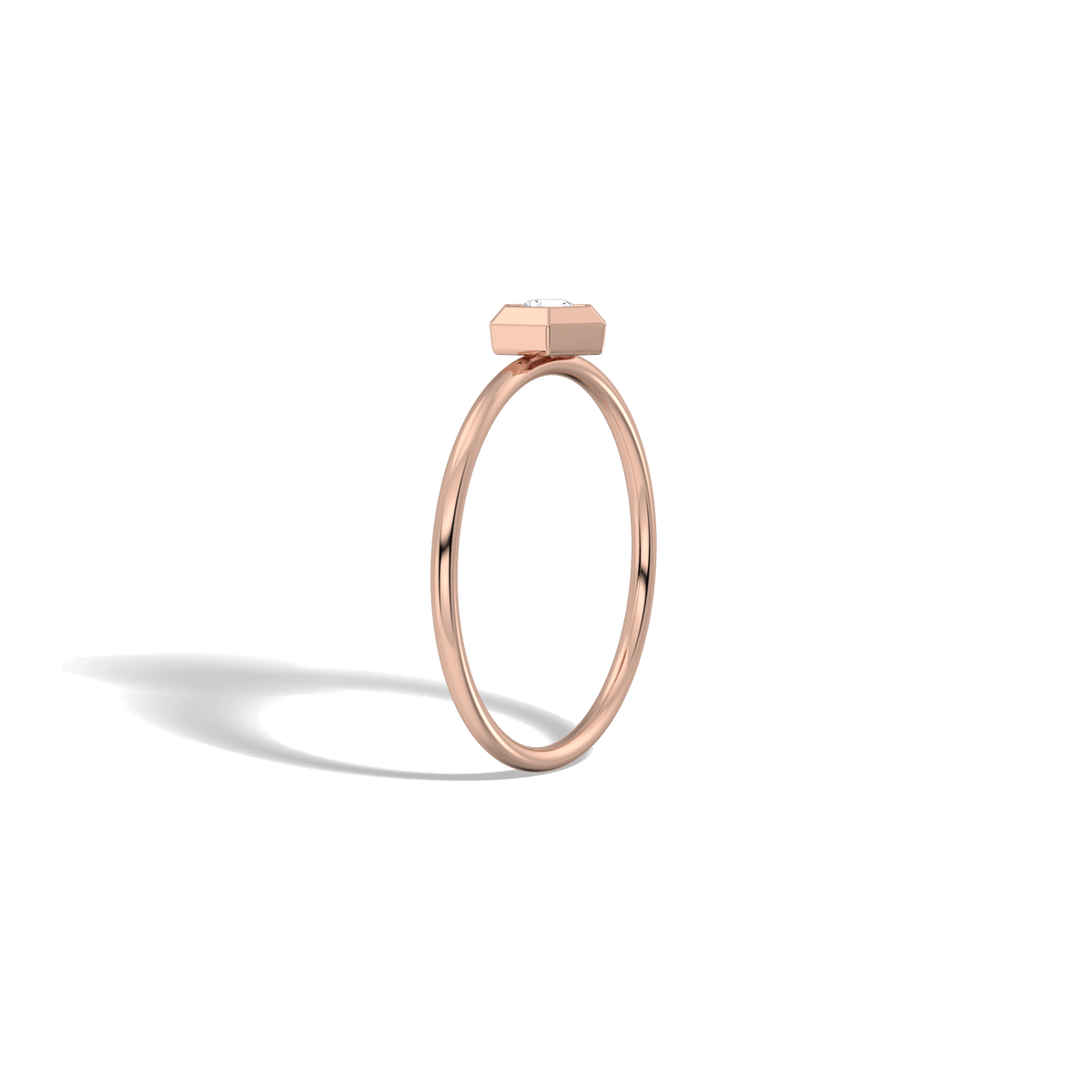 Hexagon Lab Grown Diamond Fashion Ring in 14K Solid Gold/Platinum - Rings