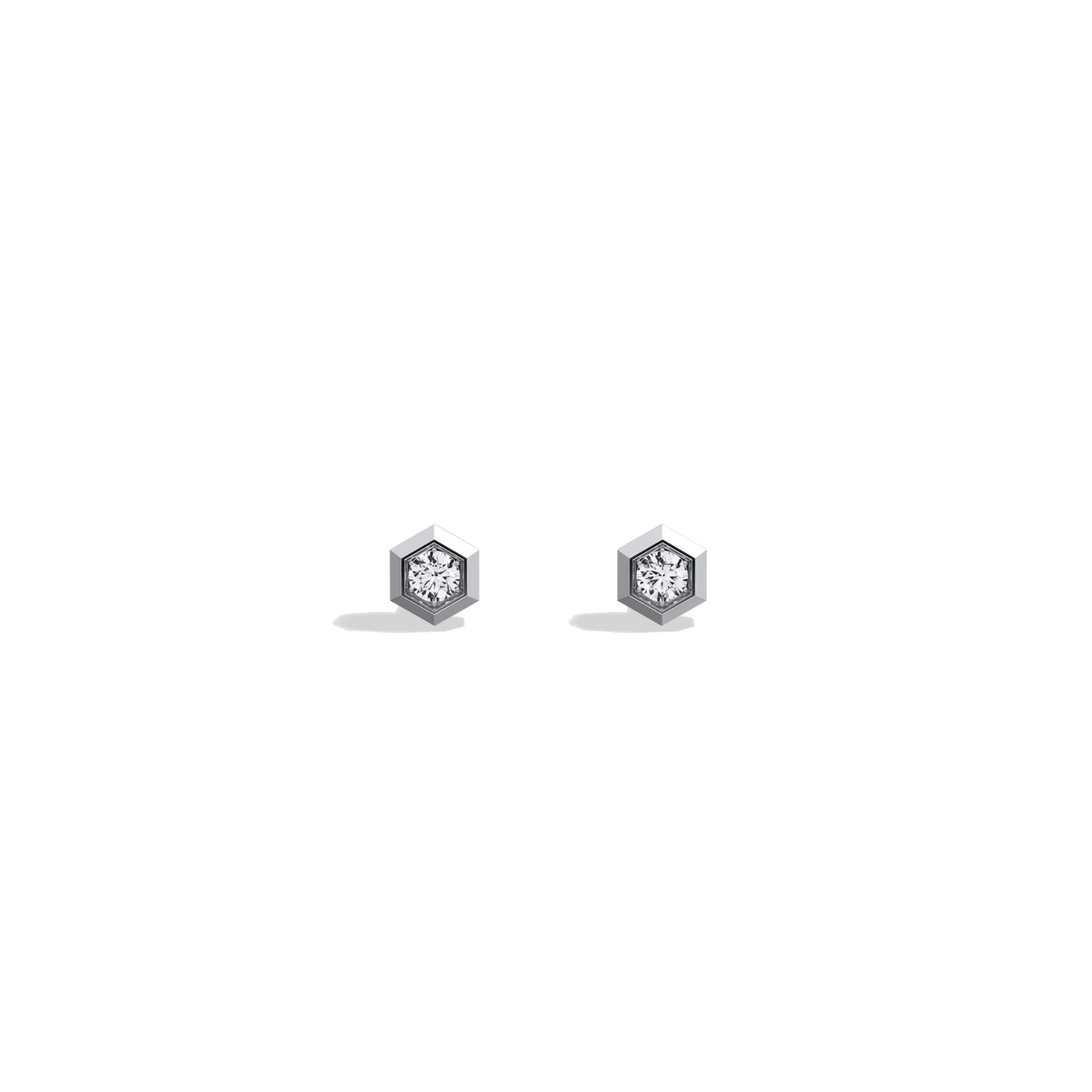 Lab Grown Diamond Hexagon Studs in 14K Solid Gold/Platinum - Earrings