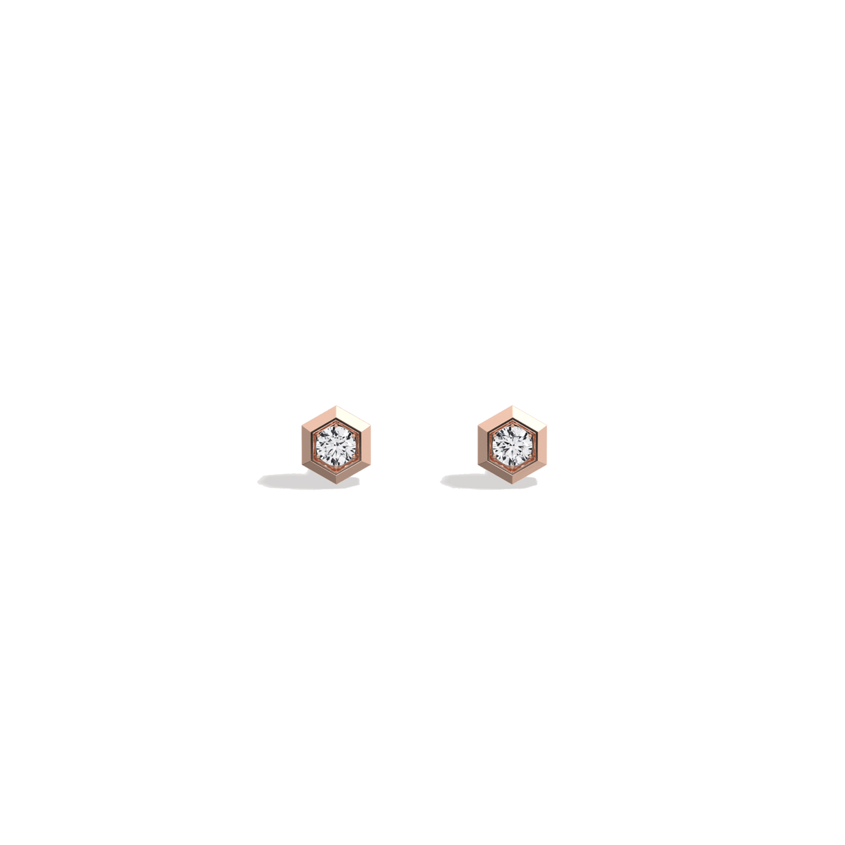 Lab Grown Diamond Hexagon Studs in 14K Solid Gold/Platinum - Earrings