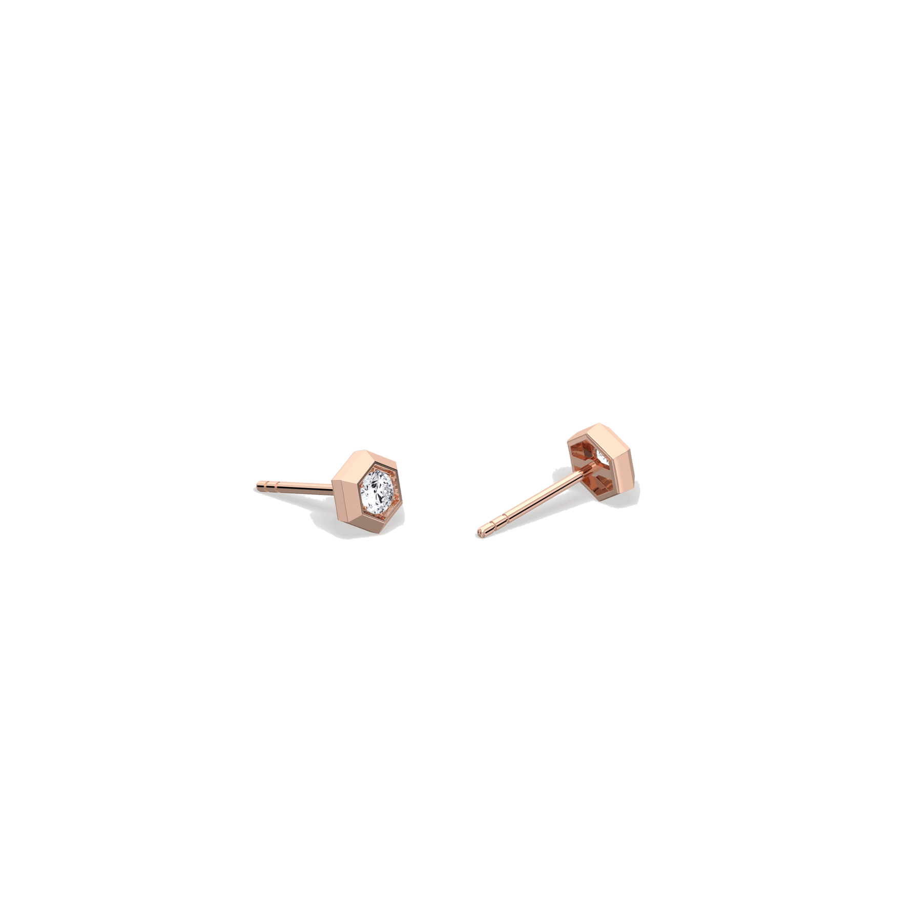 Lab Grown Diamond Hexagon Studs in 14K Solid Gold/Platinum - Earrings
