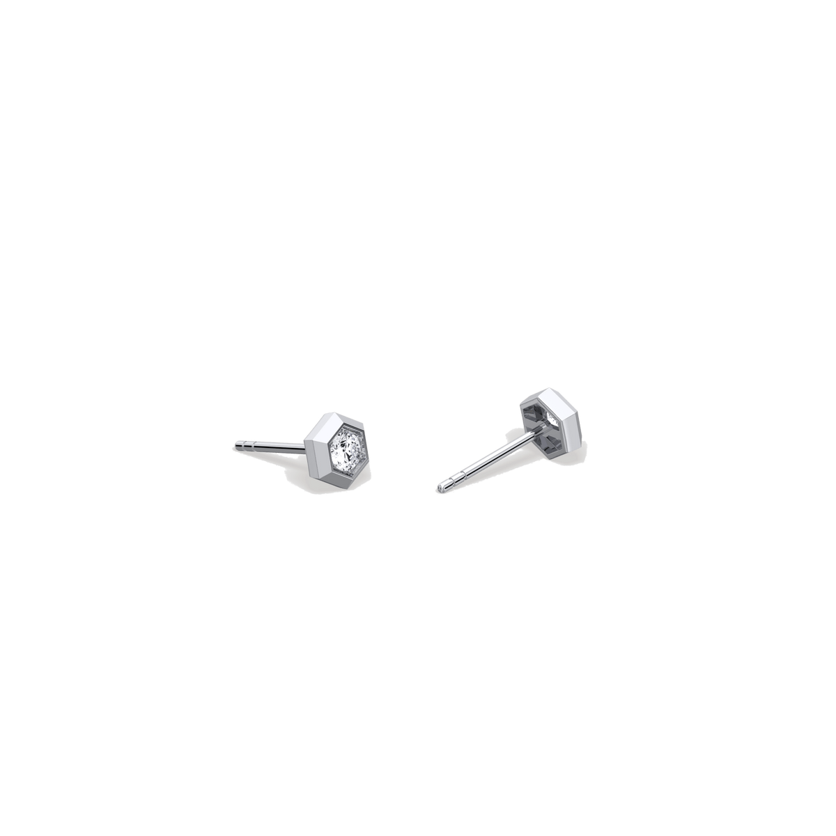 Lab Grown Diamond Hexagon Studs in 14K Solid Gold/Platinum - Earrings