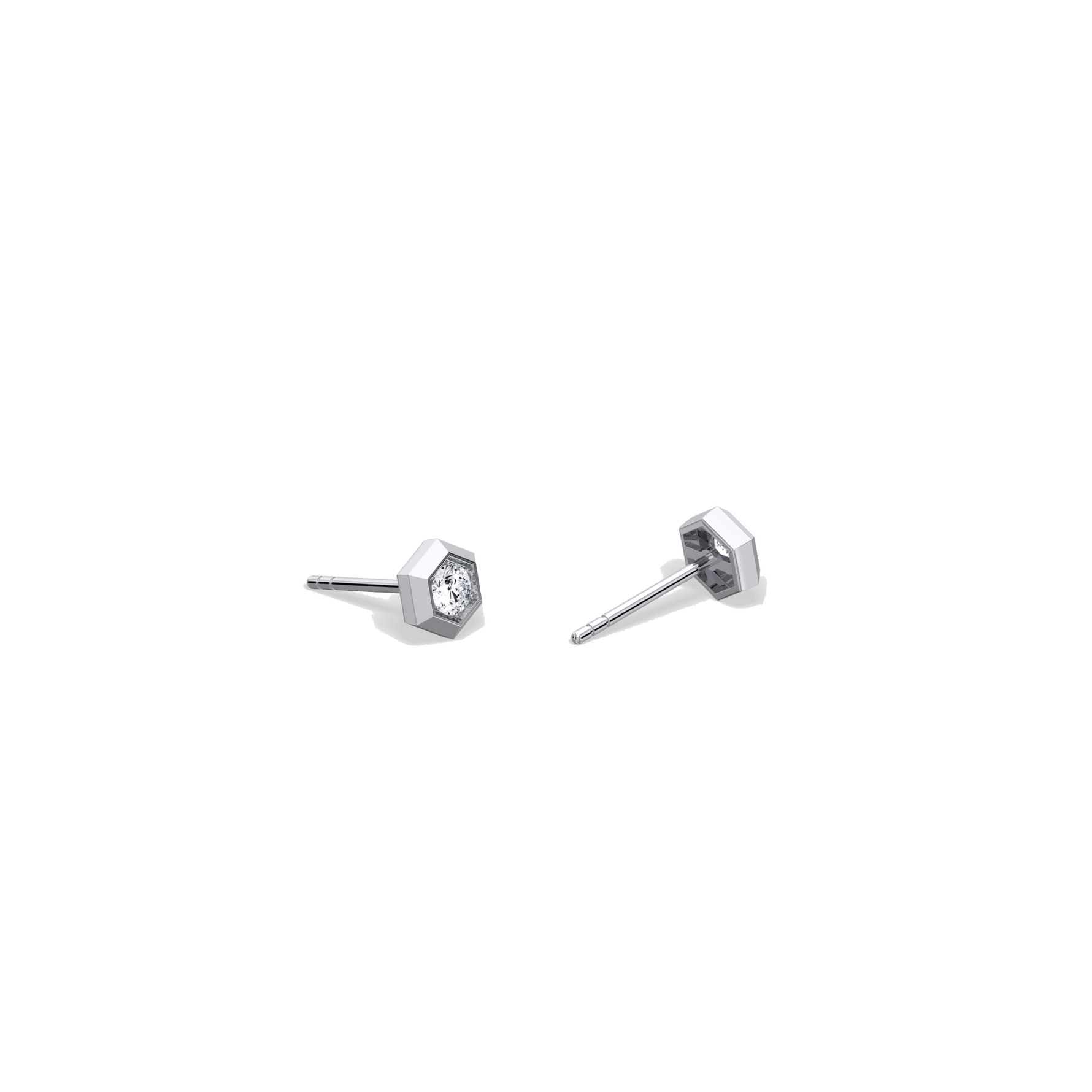 Lab Grown Diamond Hexagon Studs in 14K Solid Gold/Platinum - Earrings
