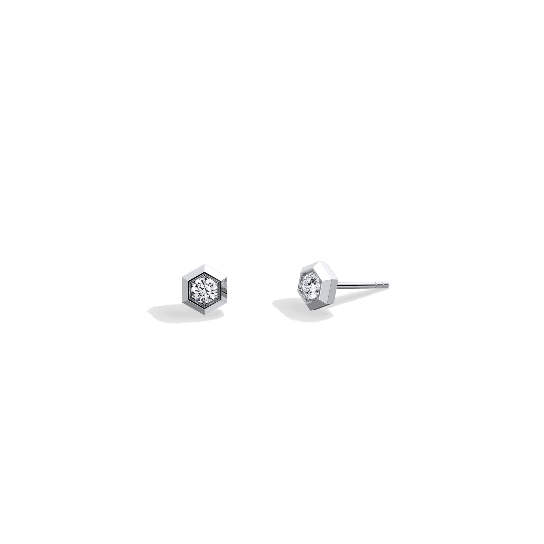 Lab Grown Diamond Hexagon Studs in 14K Solid Gold/Platinum - Earrings