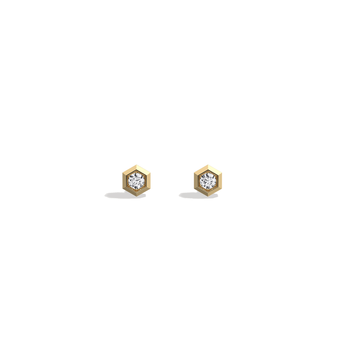 Lab Grown Diamond Hexagon Studs in 14K Solid Gold/Platinum - Earrings