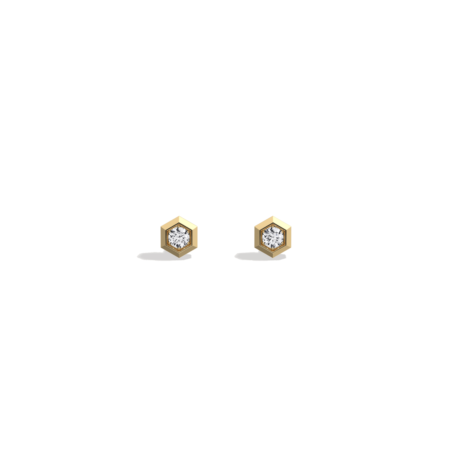 Lab Grown Diamond Hexagon Studs in 14K Solid Gold/Platinum - Earrings