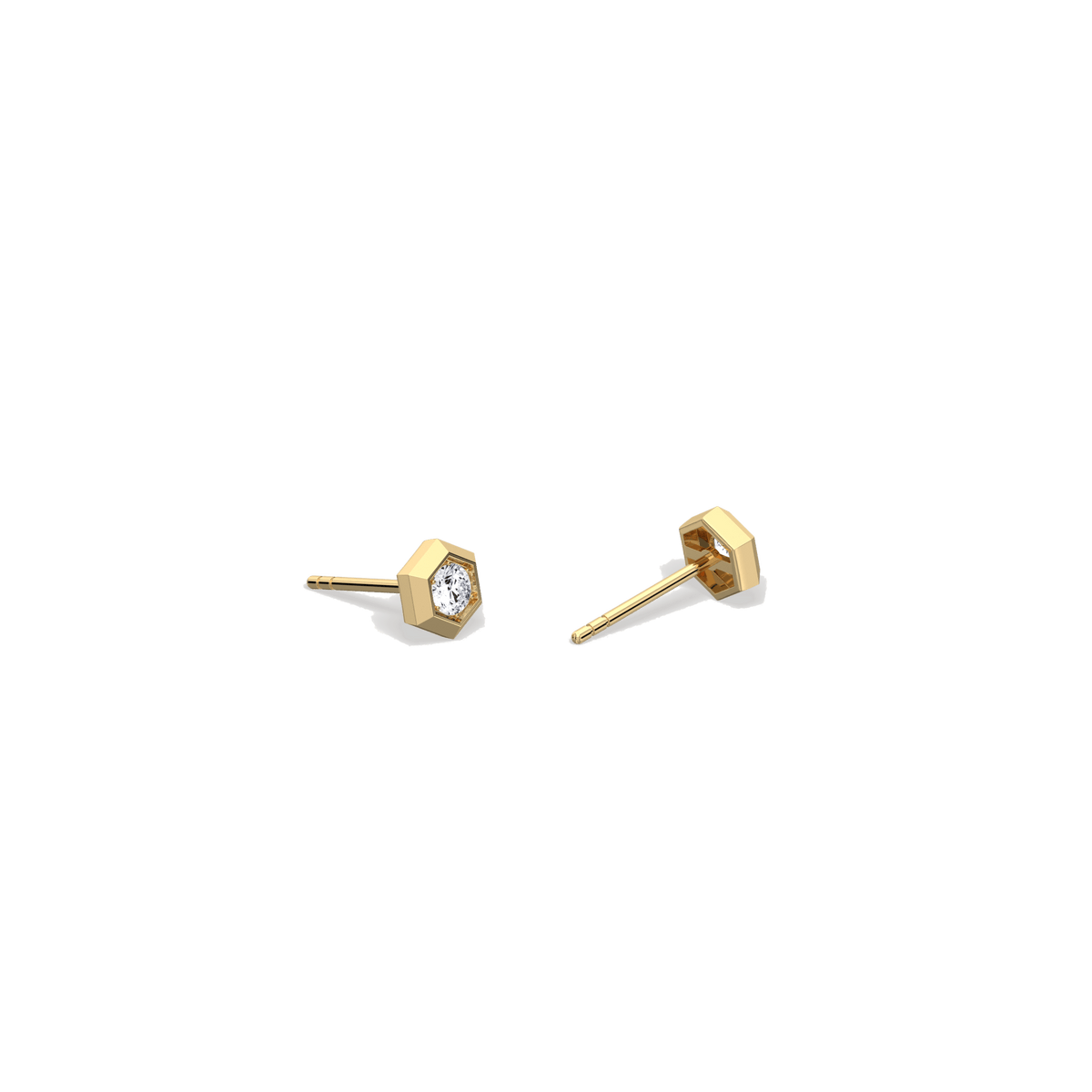 Lab Grown Diamond Hexagon Studs in 14K Solid Gold/Platinum - Earrings