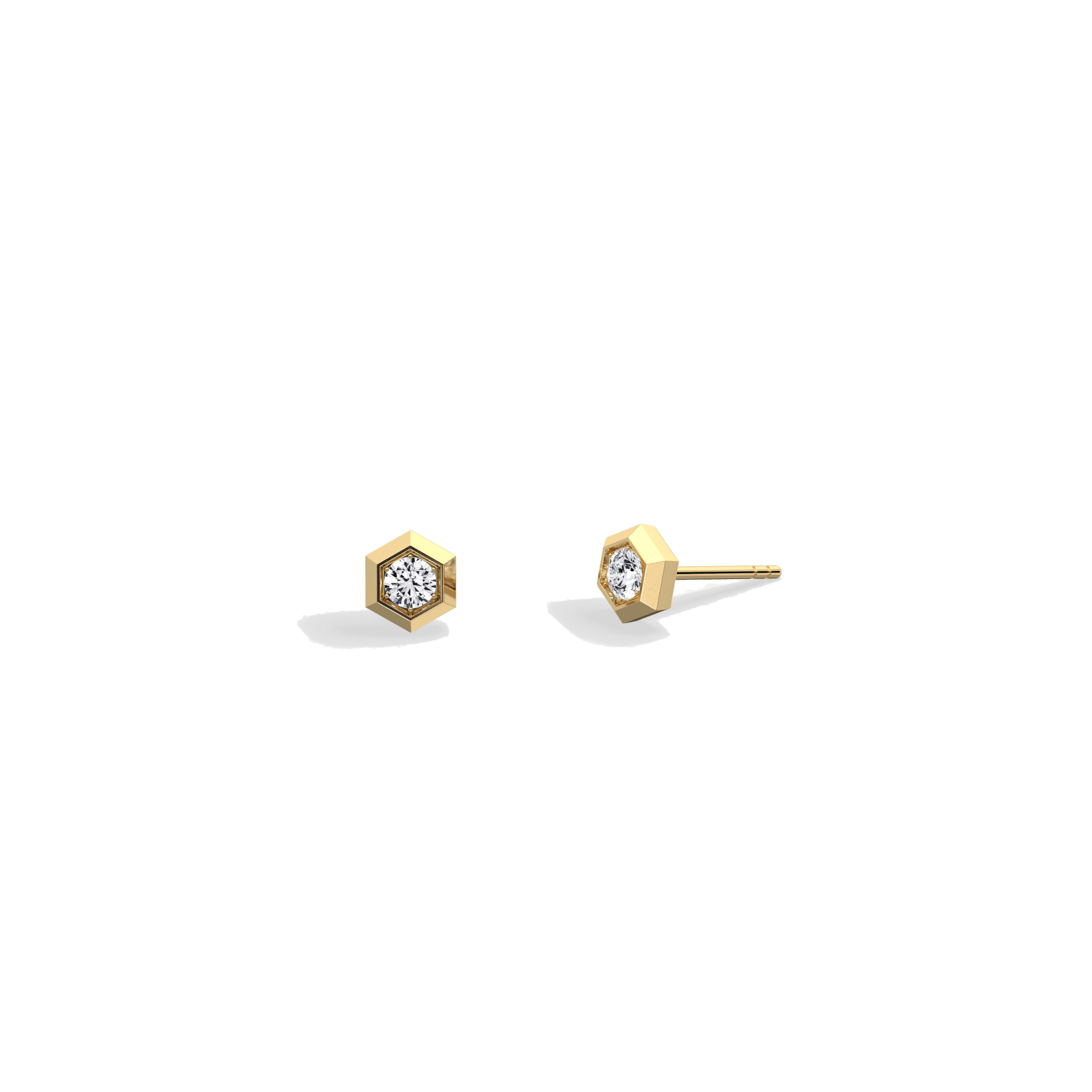 Lab Grown Diamond Hexagon Studs in 14K Solid Gold/Platinum - Earrings