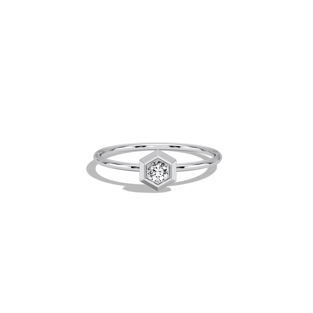 Hexagon Lab Grown Diamond Fashion Ring in 14K Solid Gold/Platinum - Rings