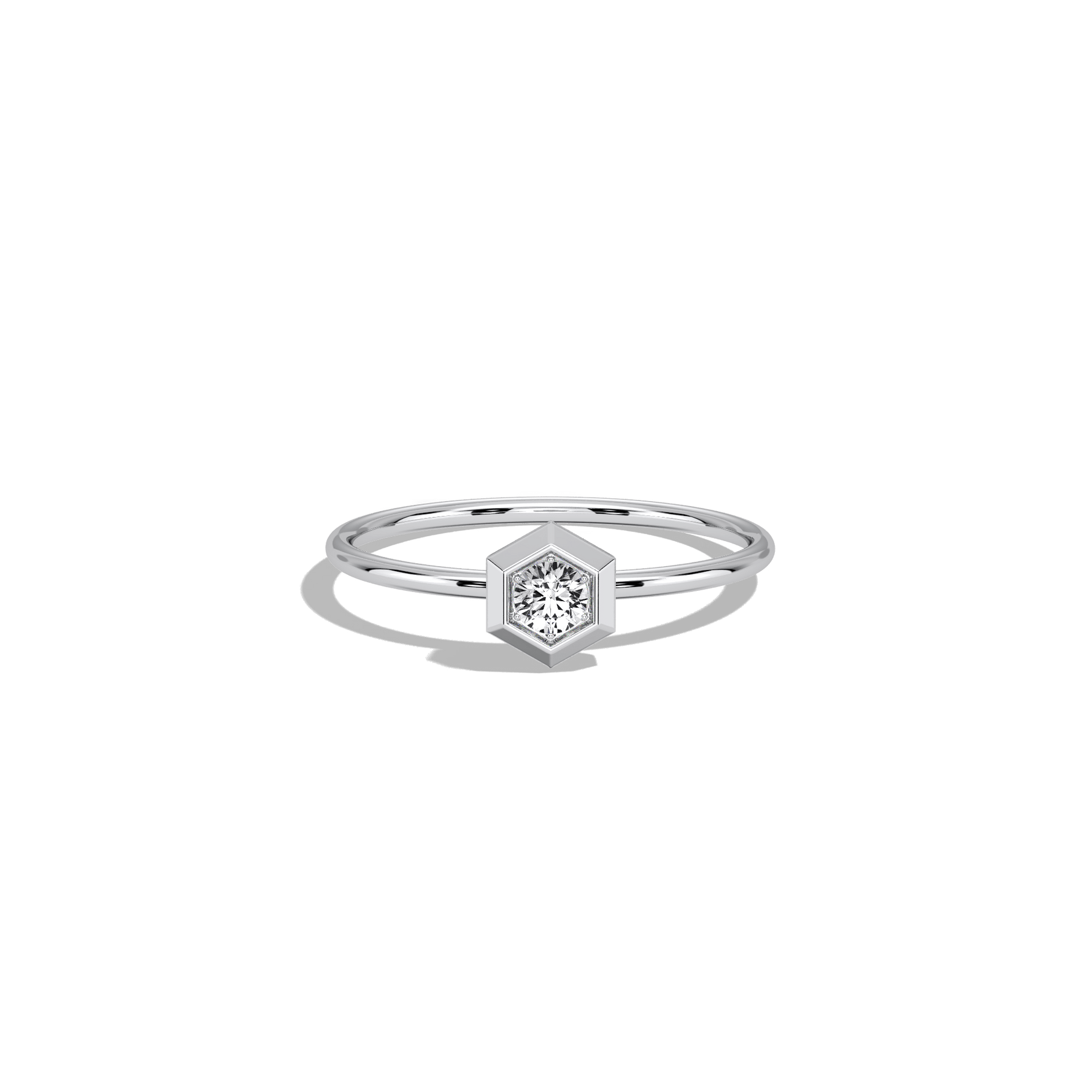 Hexagon Lab Grown Diamond Fashion Ring in 14K Solid Gold/Platinum - Rings