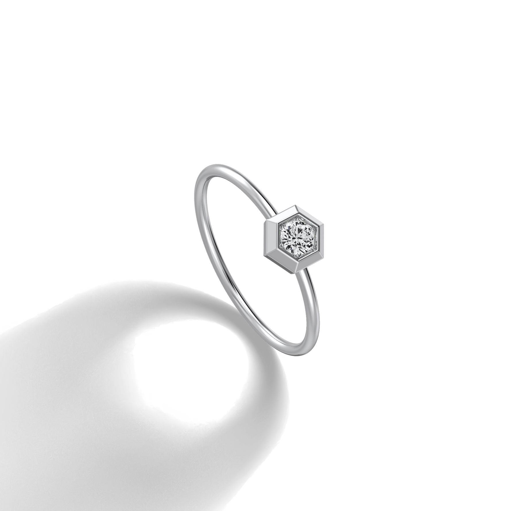 Hexagon Lab Grown Diamond Fashion Ring in 14K Solid Gold/Platinum - Rings