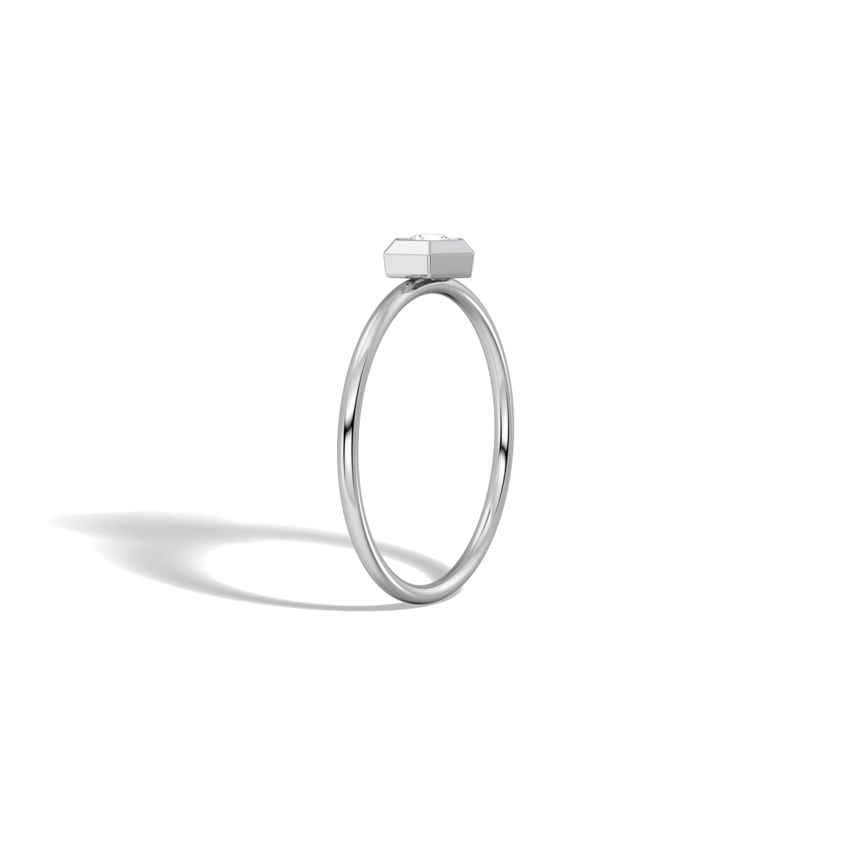 Hexagon Lab Grown Diamond Fashion Ring in 14K Solid Gold/Platinum - Rings