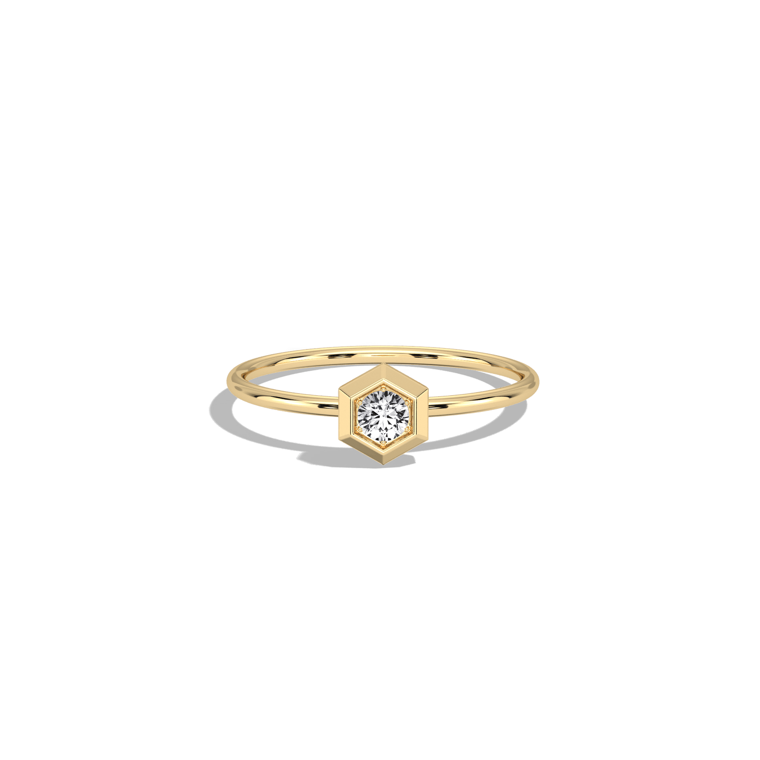 Hexagon Lab Grown Diamond Fashion Ring in 14K Solid Gold/Platinum - Rings