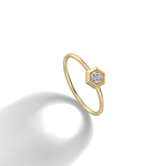 Hexagon Lab Grown Diamond Fashion Ring in 14K Solid Gold/Platinum - Rings