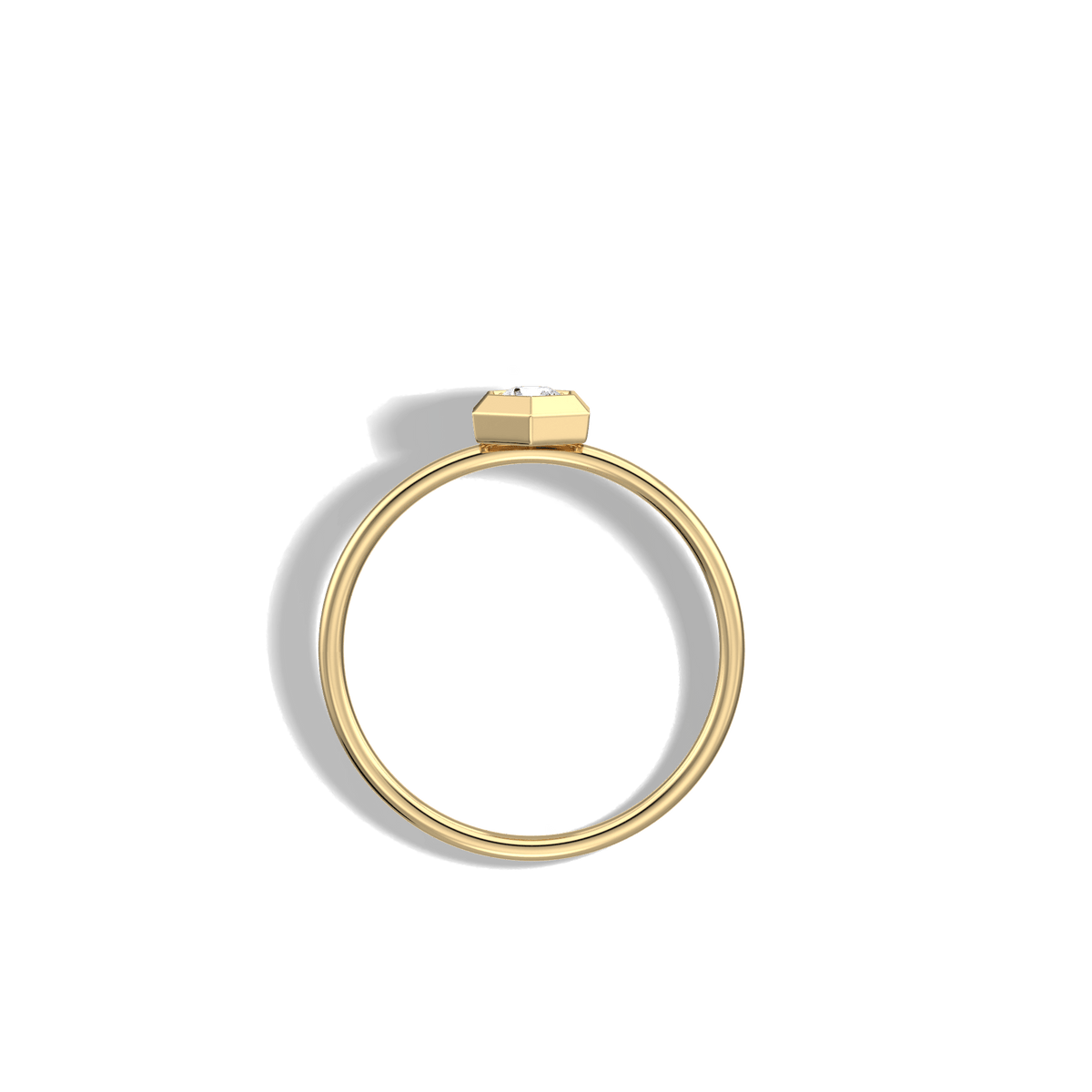 Hexagon Lab Grown Diamond Fashion Ring in 14K Solid Gold/Platinum - Rings