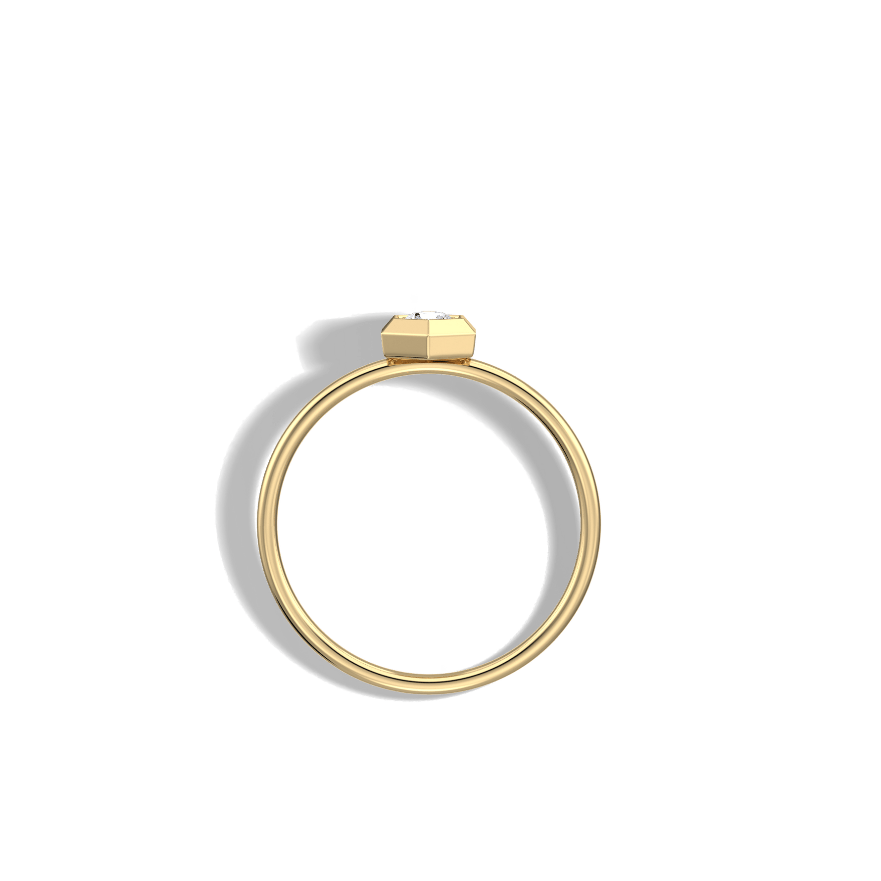 Hexagon Lab Grown Diamond Fashion Ring in 14K Solid Gold/Platinum - Rings