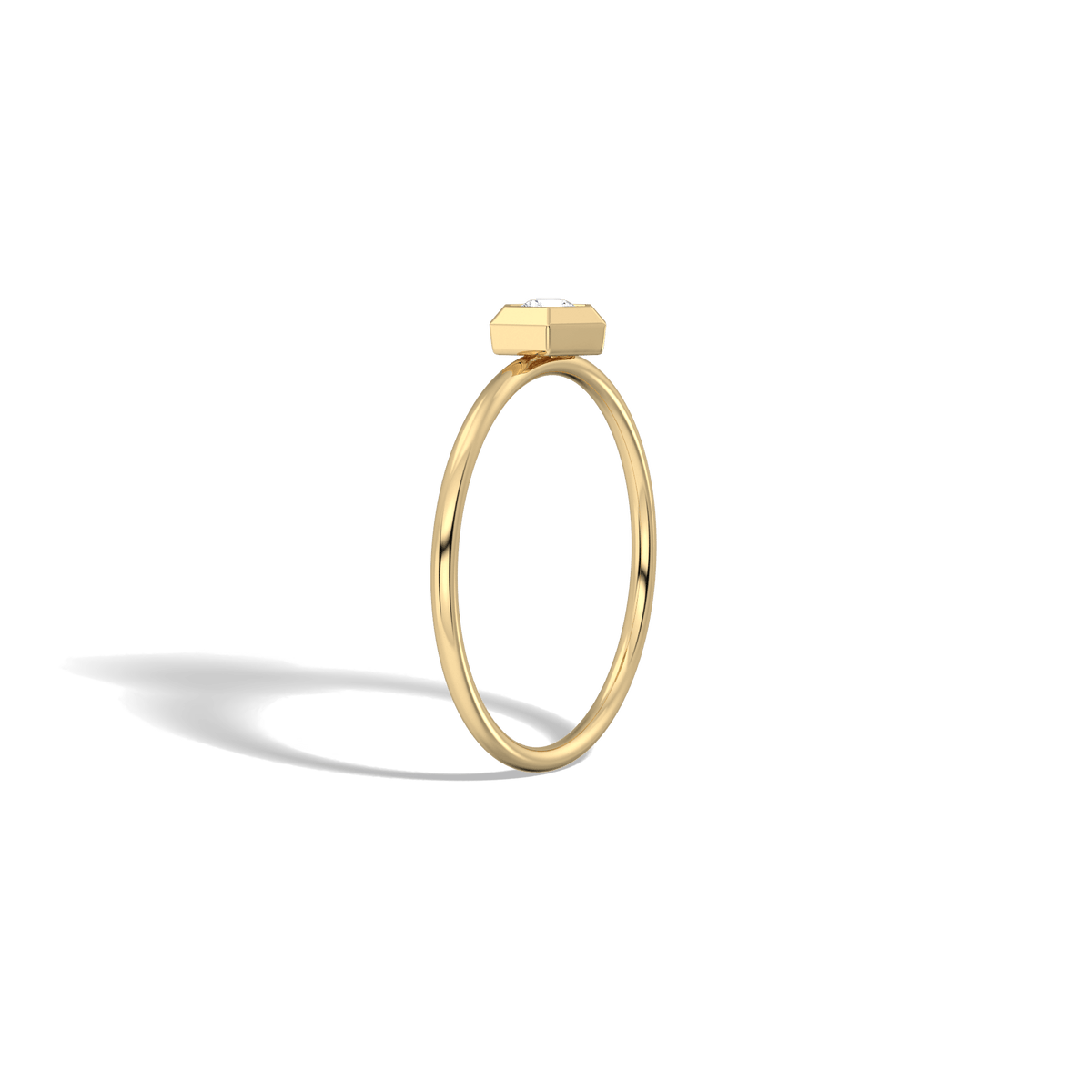 Hexagon Lab Grown Diamond Fashion Ring in 14K Solid Gold/Platinum - Rings