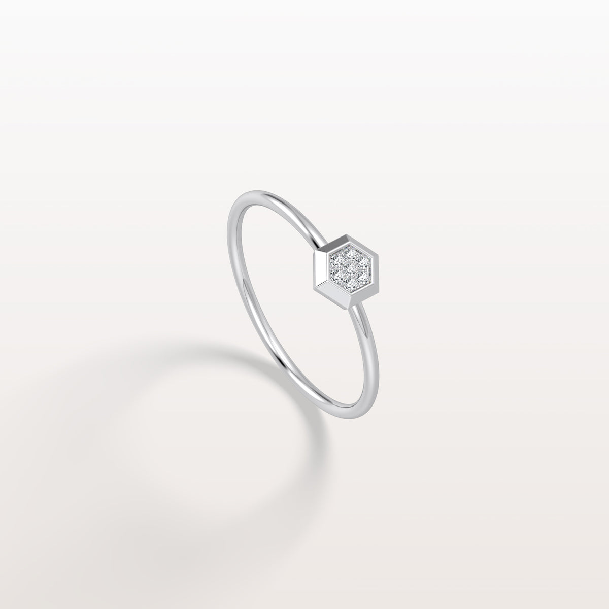 Lab Grown Diamond Hexagon Fashion Ring in 14K Solid Gold/Platinum - Rings