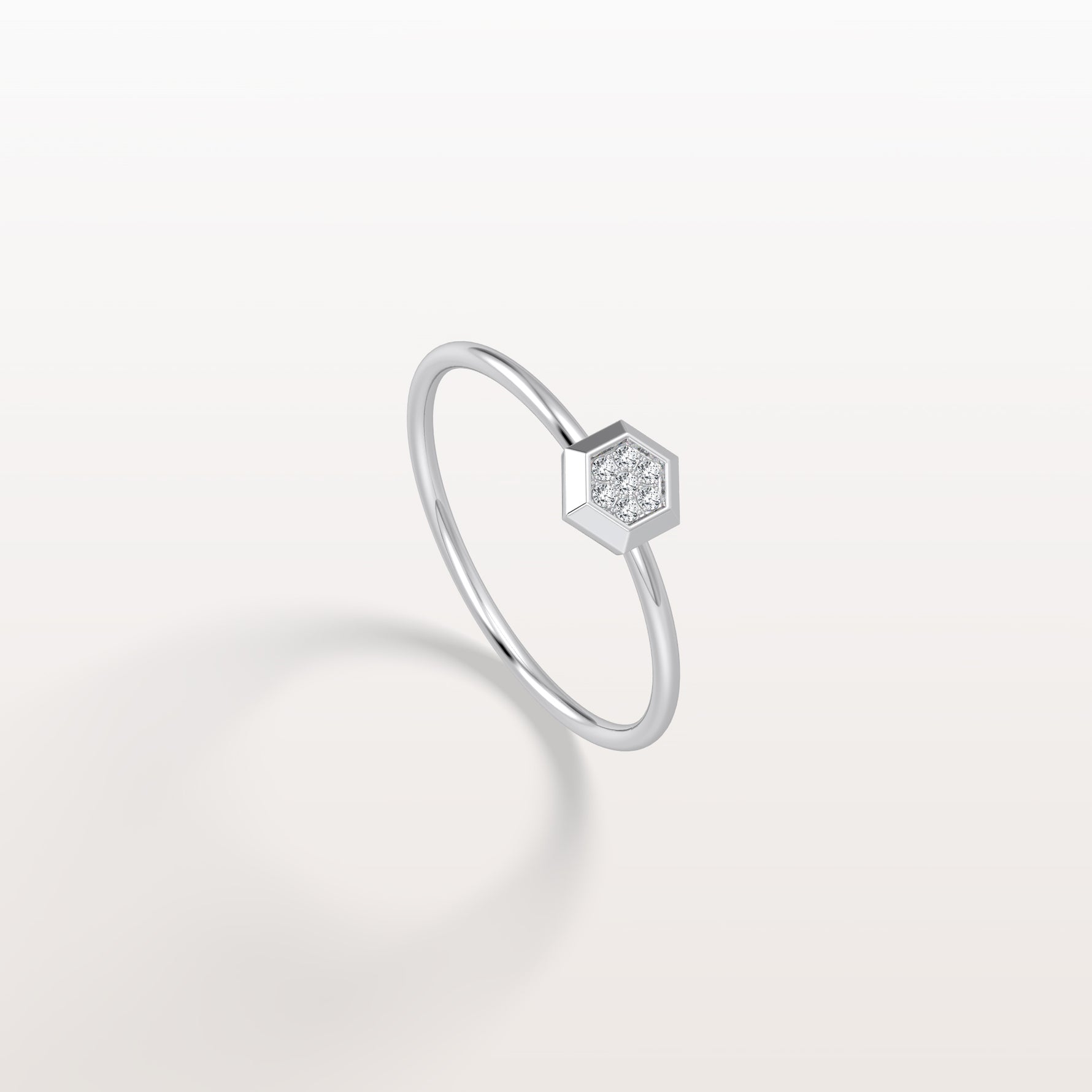 Lab Grown Diamond Hexagon Fashion Ring in 14K Solid Gold/Platinum - Rings