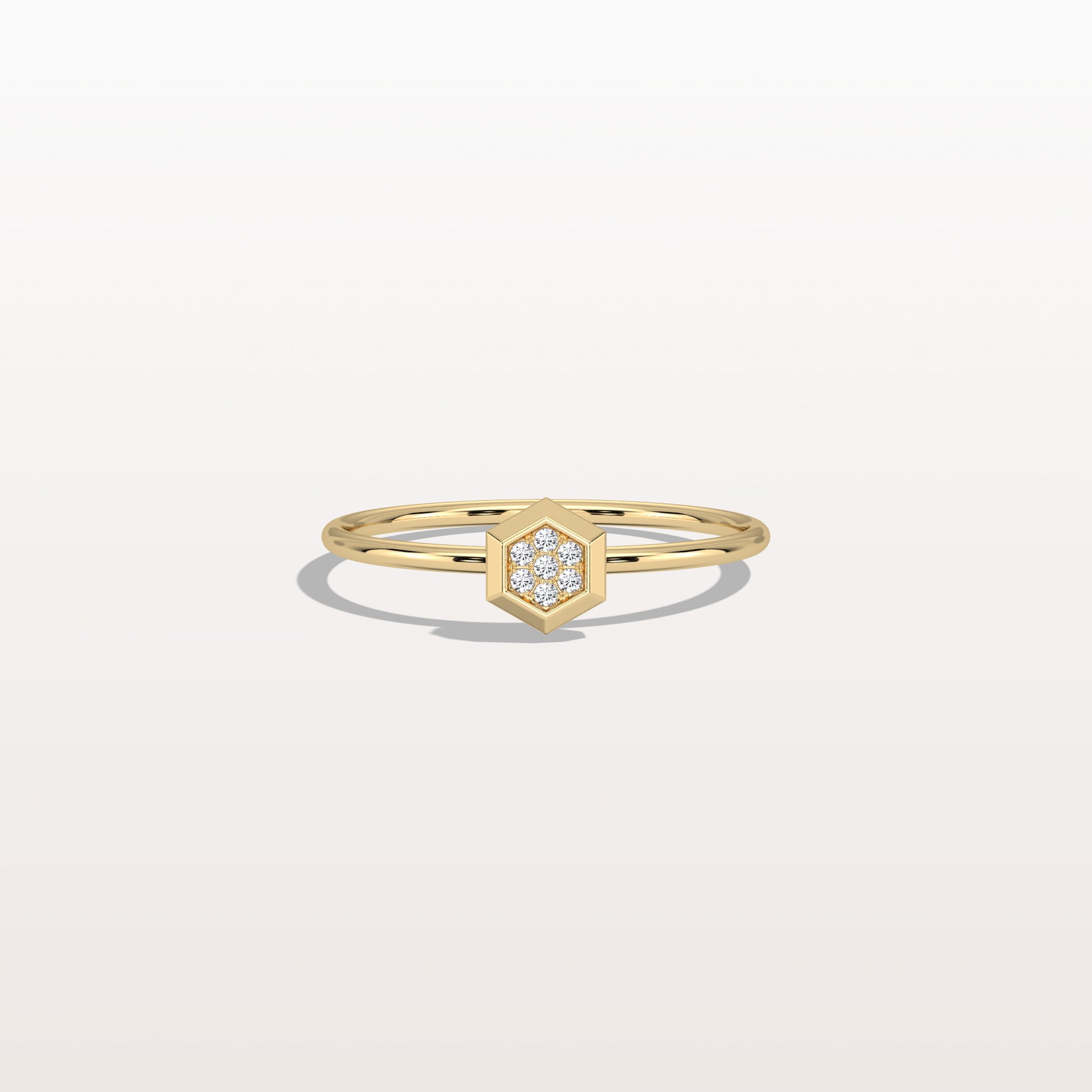 Lab Grown Diamond Hexagon Fashion Ring in 14K Solid Gold/Platinum - Rings