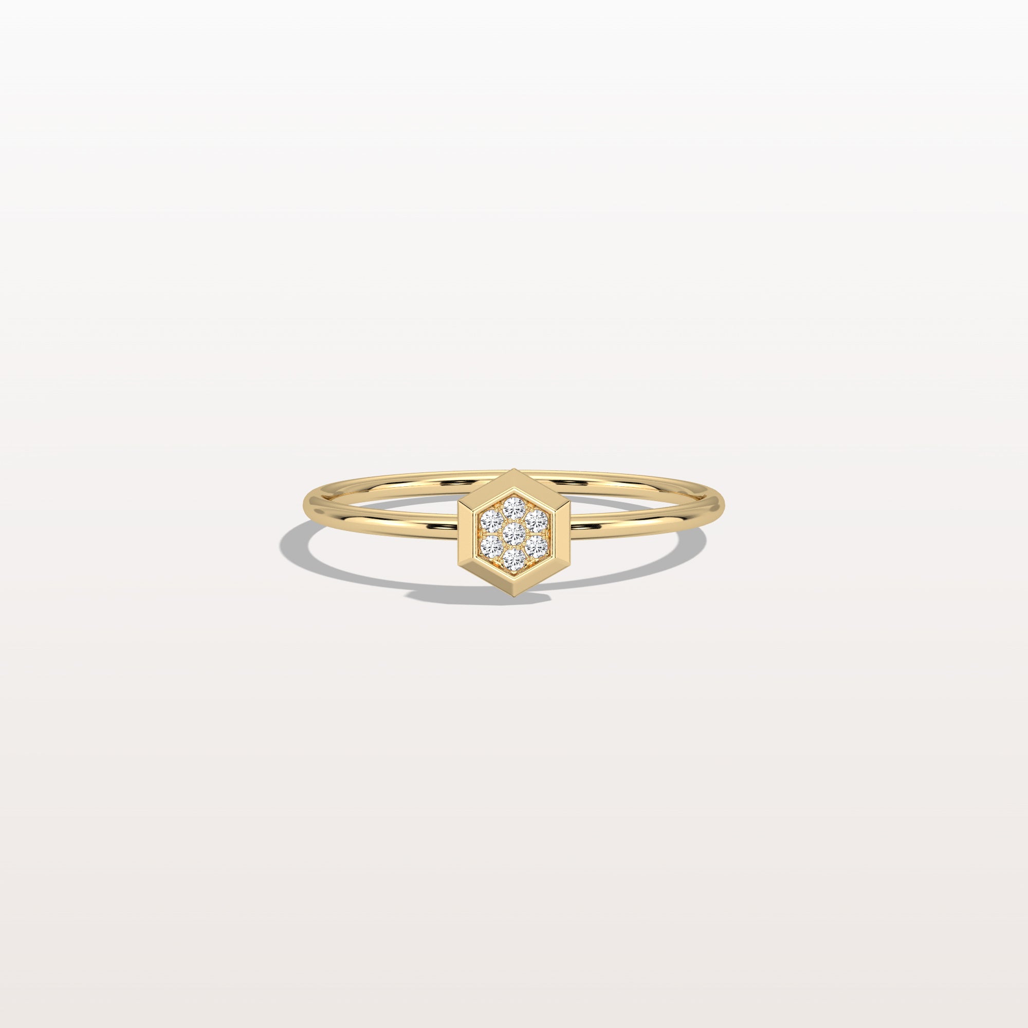 Lab Grown Diamond Hexagon Fashion Ring in 14K Solid Gold/Platinum - Rings
